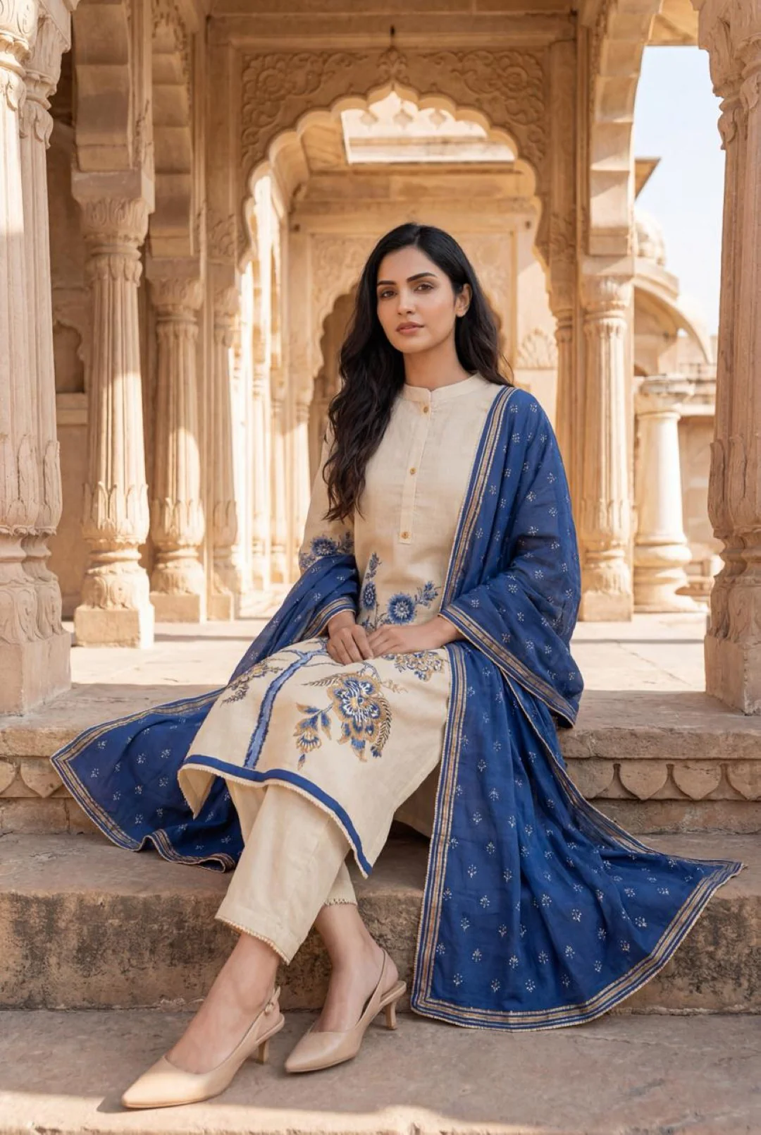 Gaur Tan cotton suit set - Image 5