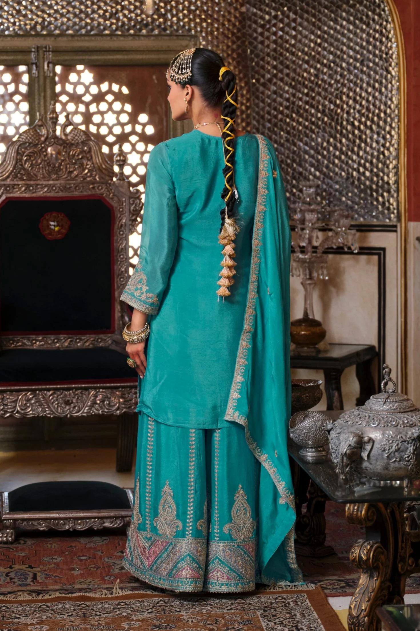 Gunja Peacock Full Work Heavy Gharara Set - Image 3