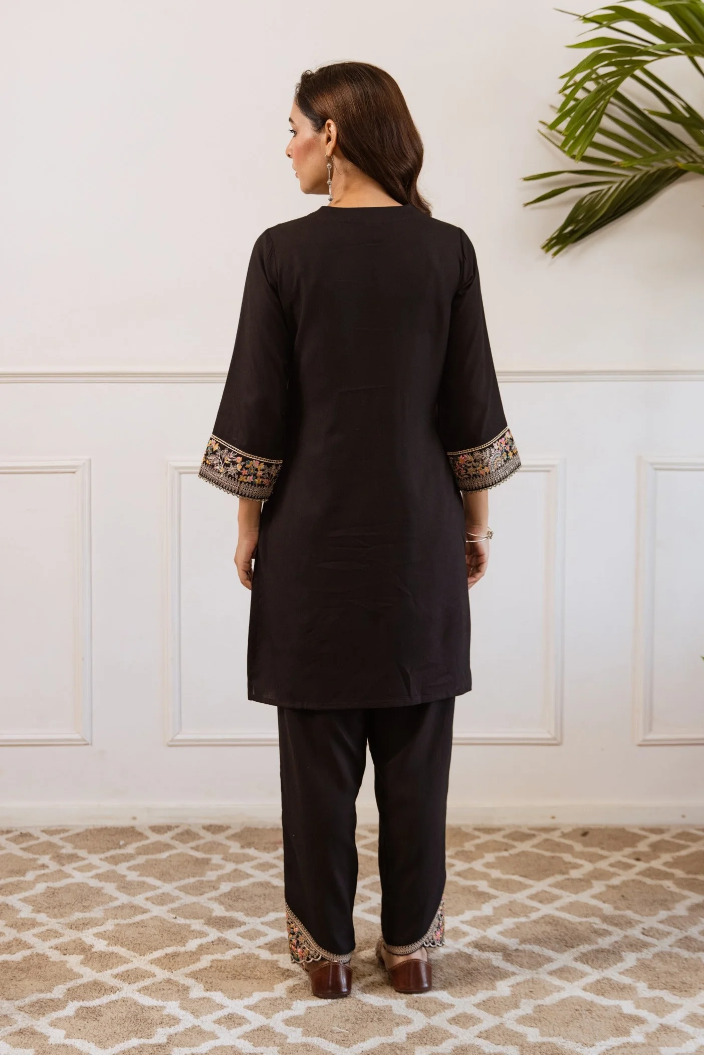 Kabool Ebony embroidery cotton co-ord set - Image 3