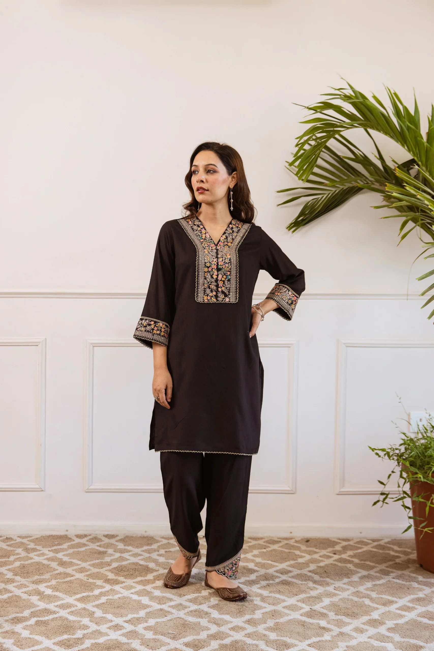 Kabool Ebony embroidery cotton co-ord set - Image 6