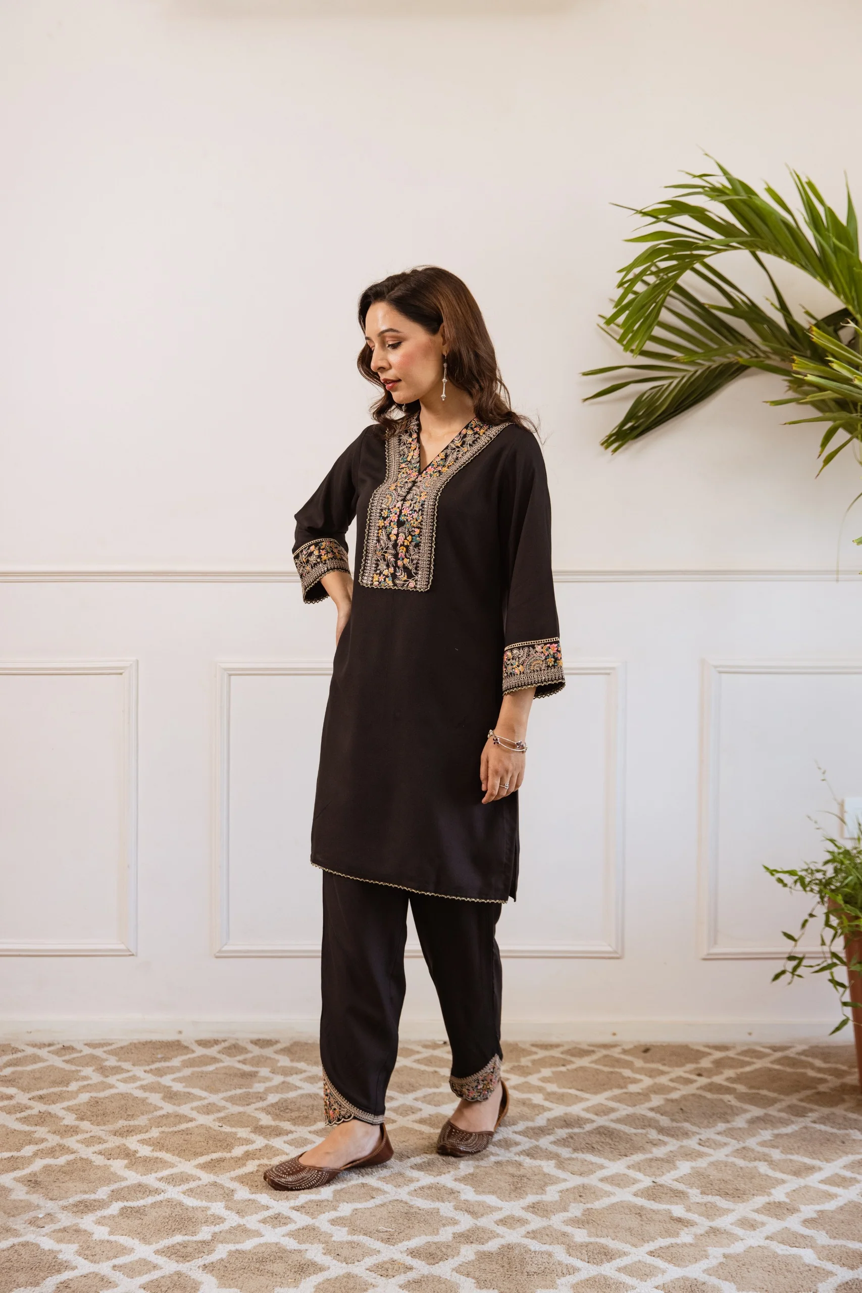 Kabool Ebony embroidery cotton co-ord set - Image 7