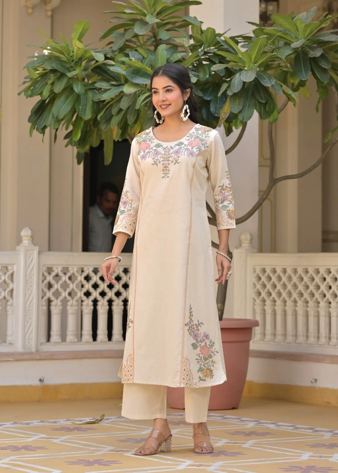 Chandri Fog Embroidered Kurta Pant Set - Image 3