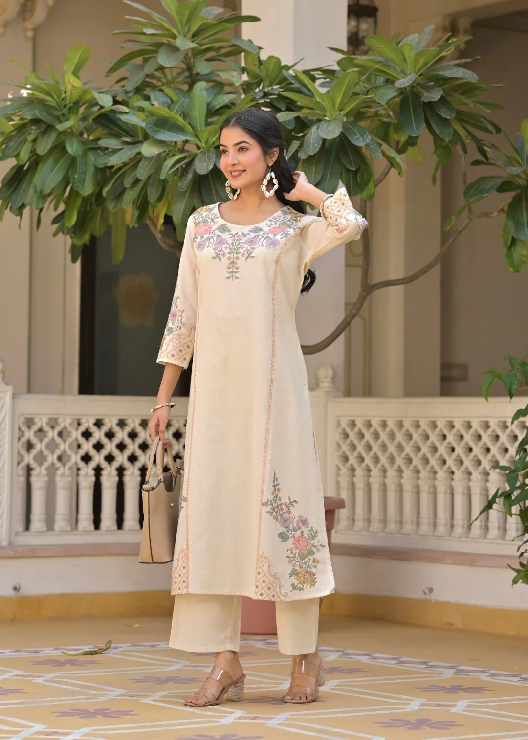 Chandri Fog Embroidered Kurta Pant Set - Image 5