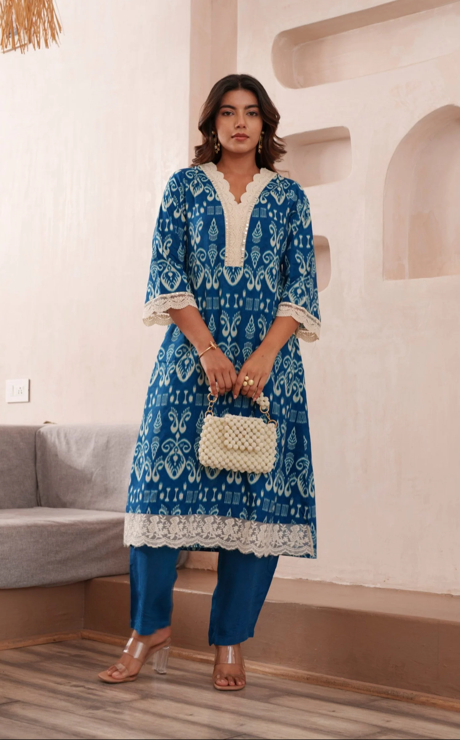 Tashvika Indigo Cotton Kurta Pant set - Image 10