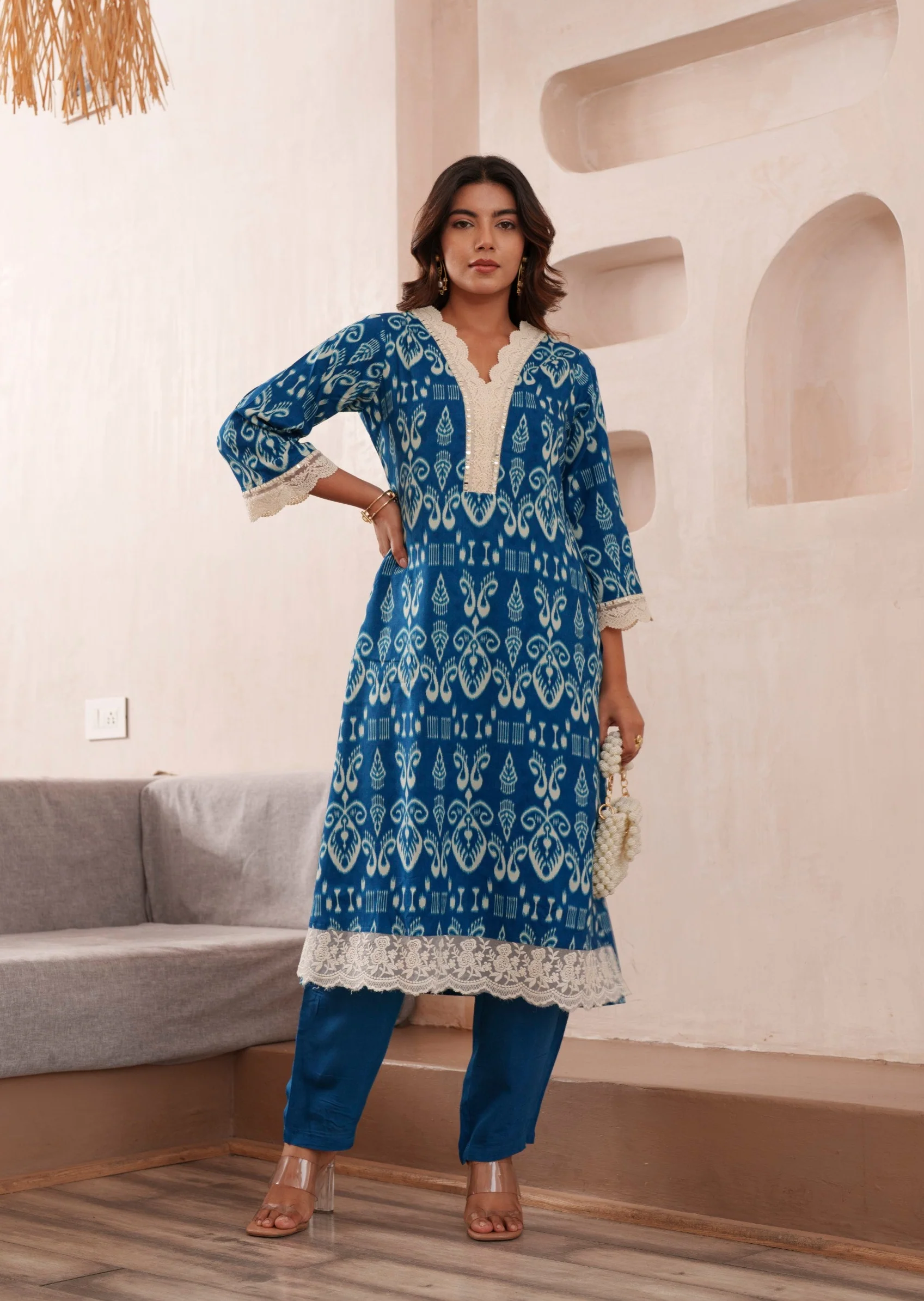 Tashvika Indigo Cotton Kurta Pant set - Image 11