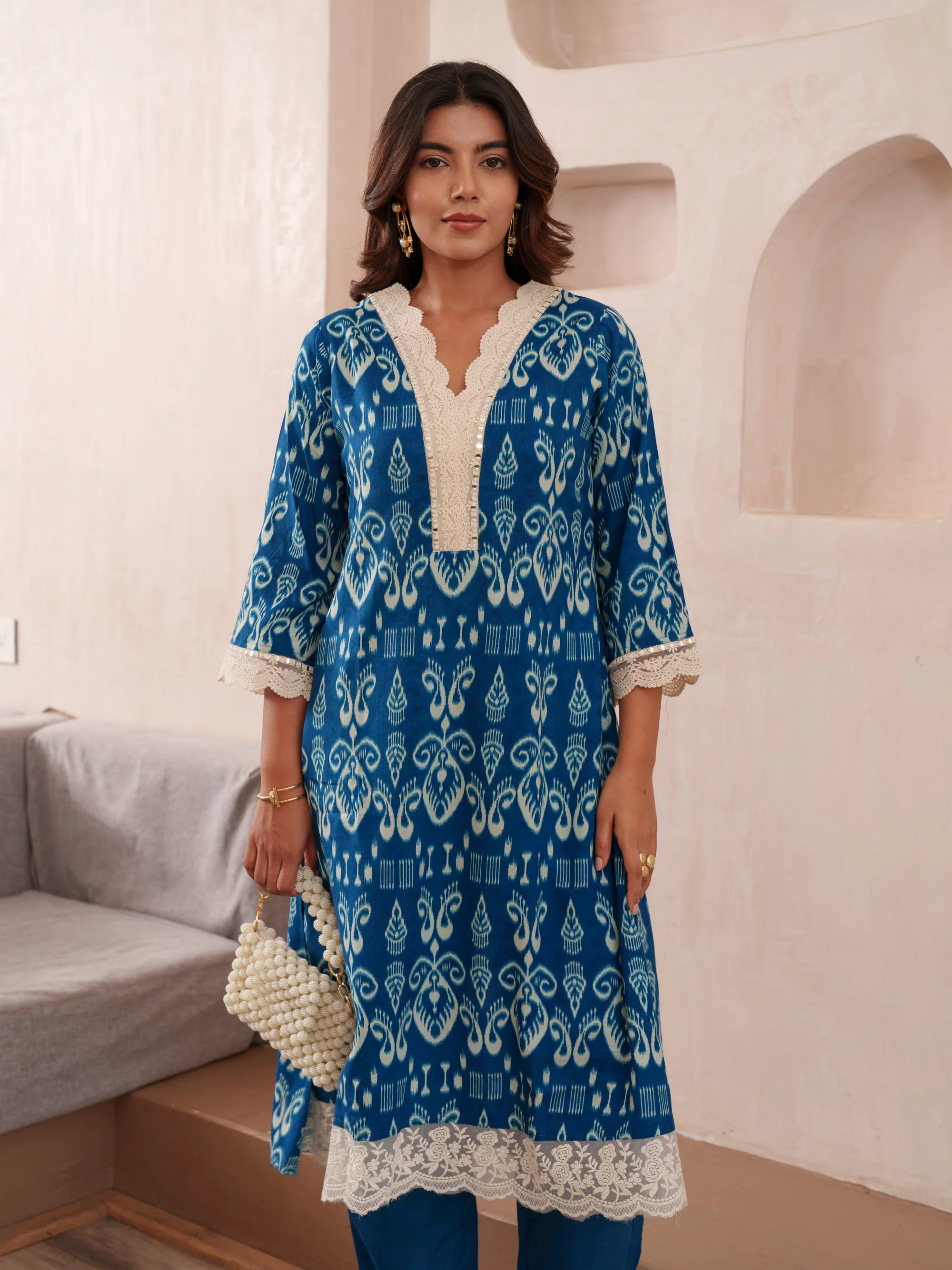 Tashvika Indigo Cotton Kurta Pant set - Image 2