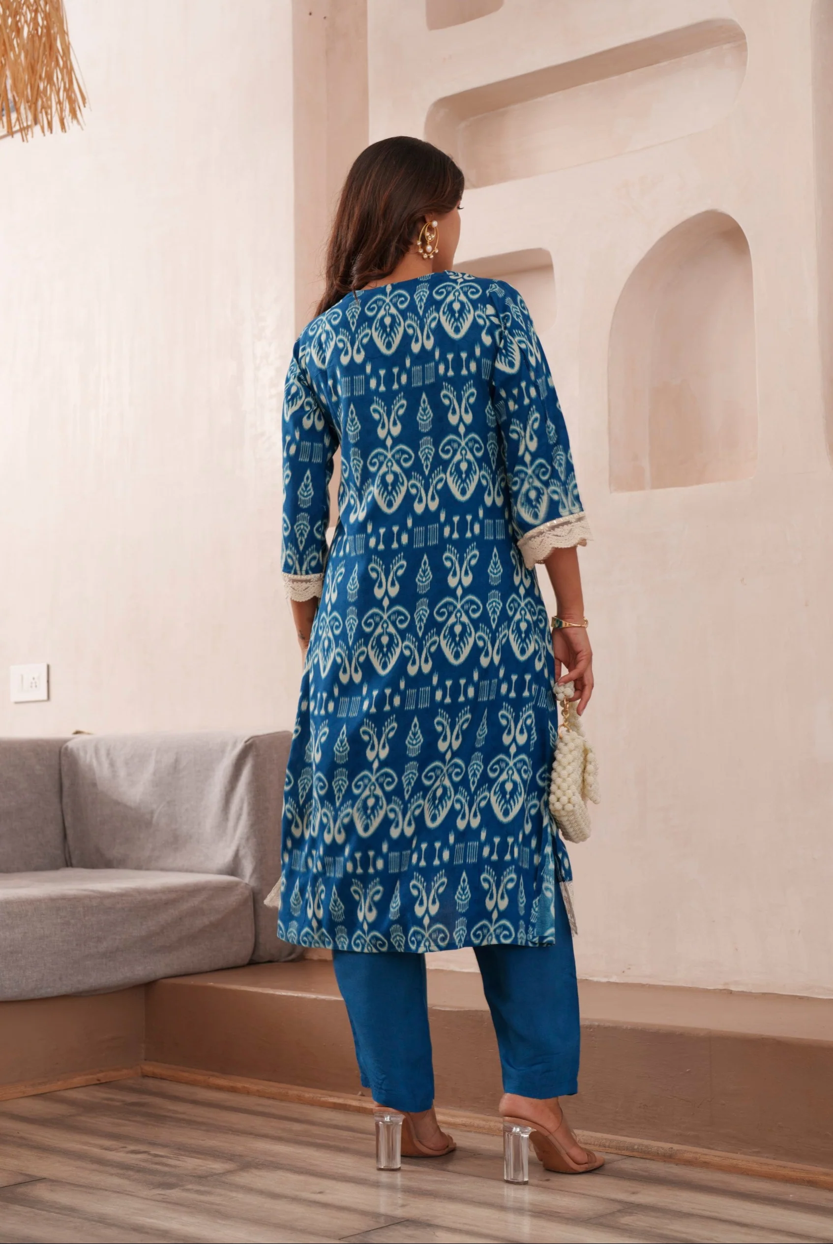 Tashvika Indigo Cotton Kurta Pant set - Image 3