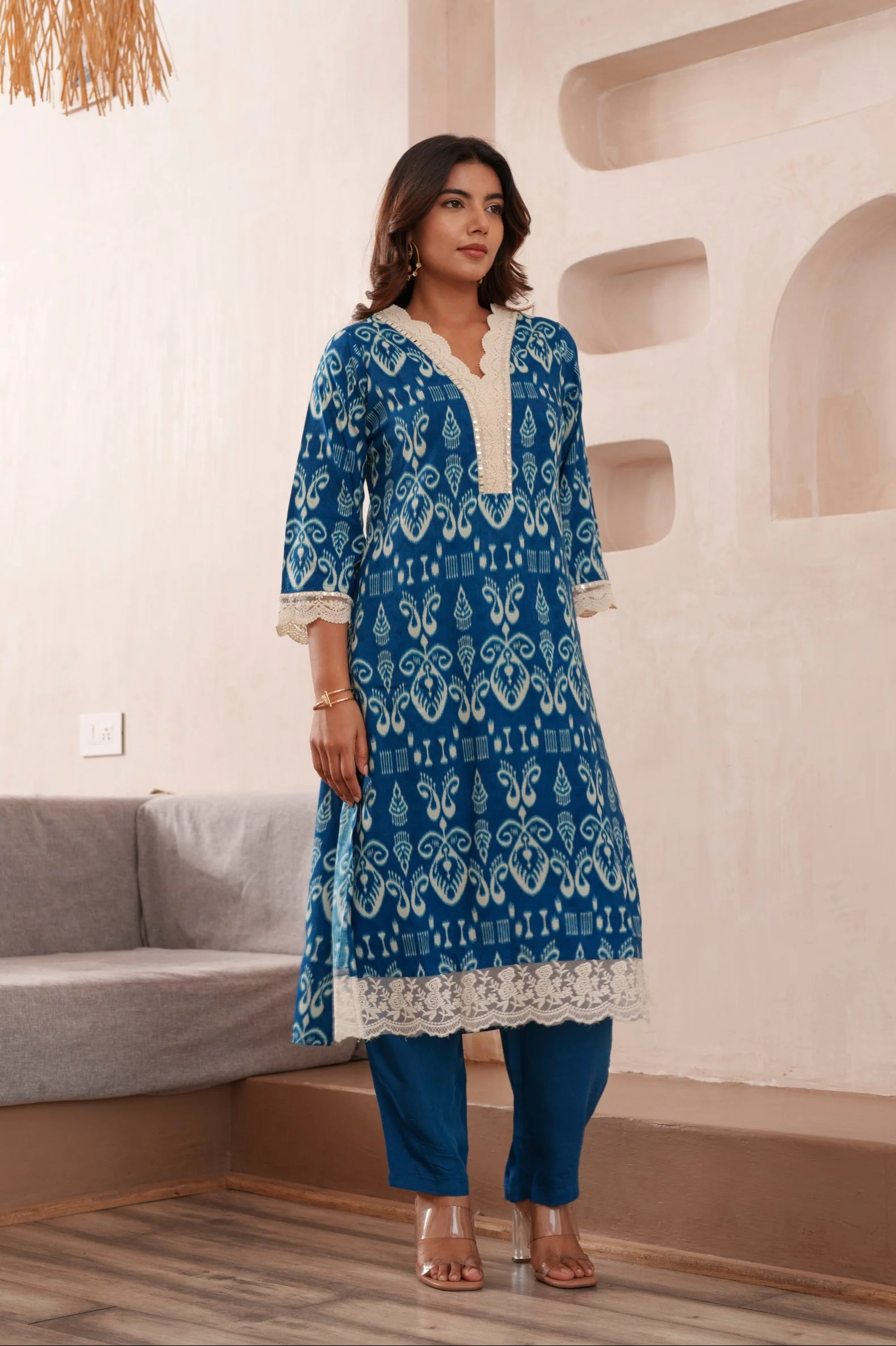 Tashvika Indigo Cotton Kurta Pant set - Image 4