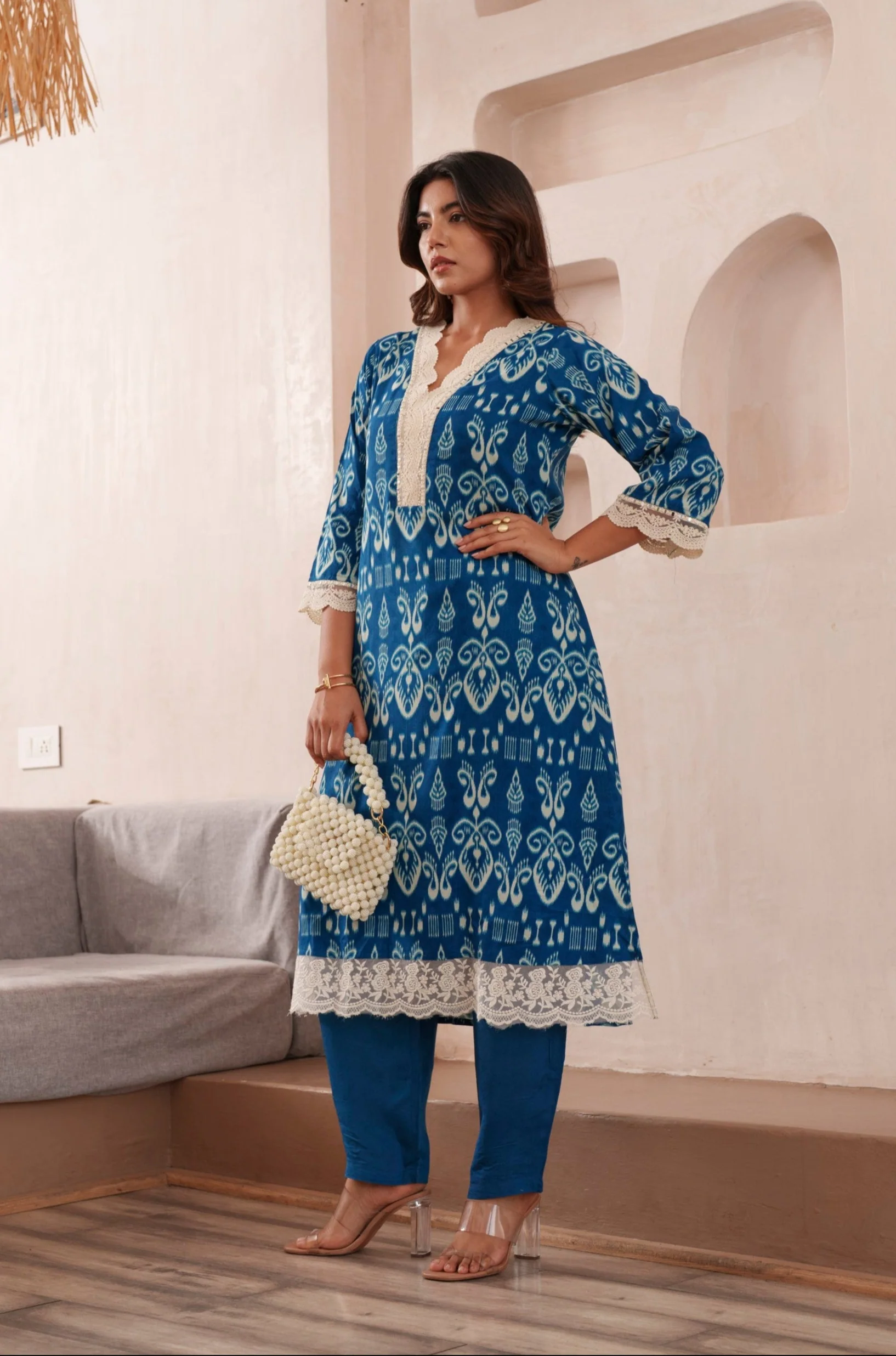 Tashvika Indigo Cotton Kurta Pant set - Image 5