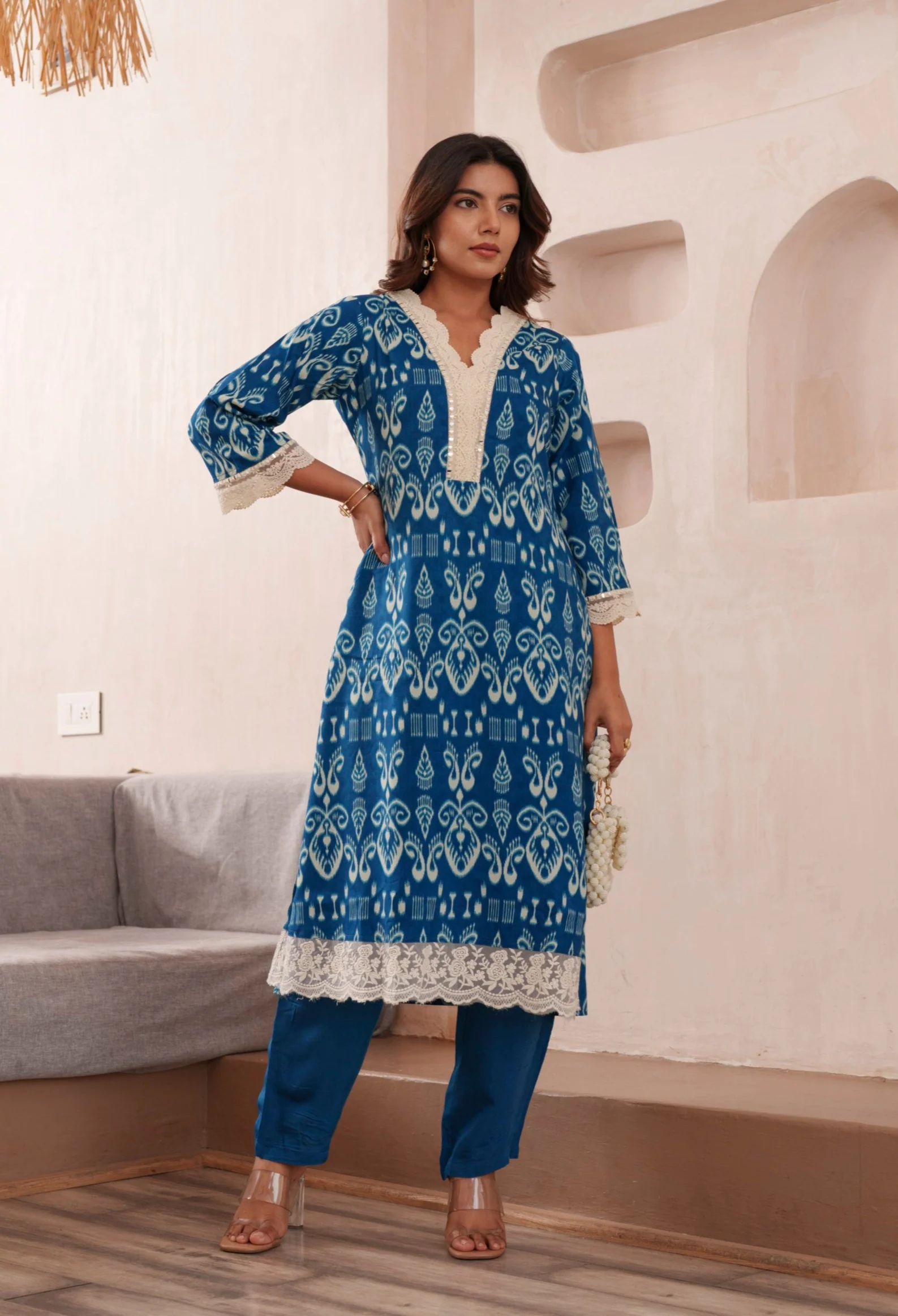 Tashvika Indigo Cotton Kurta Pant set - Image 7
