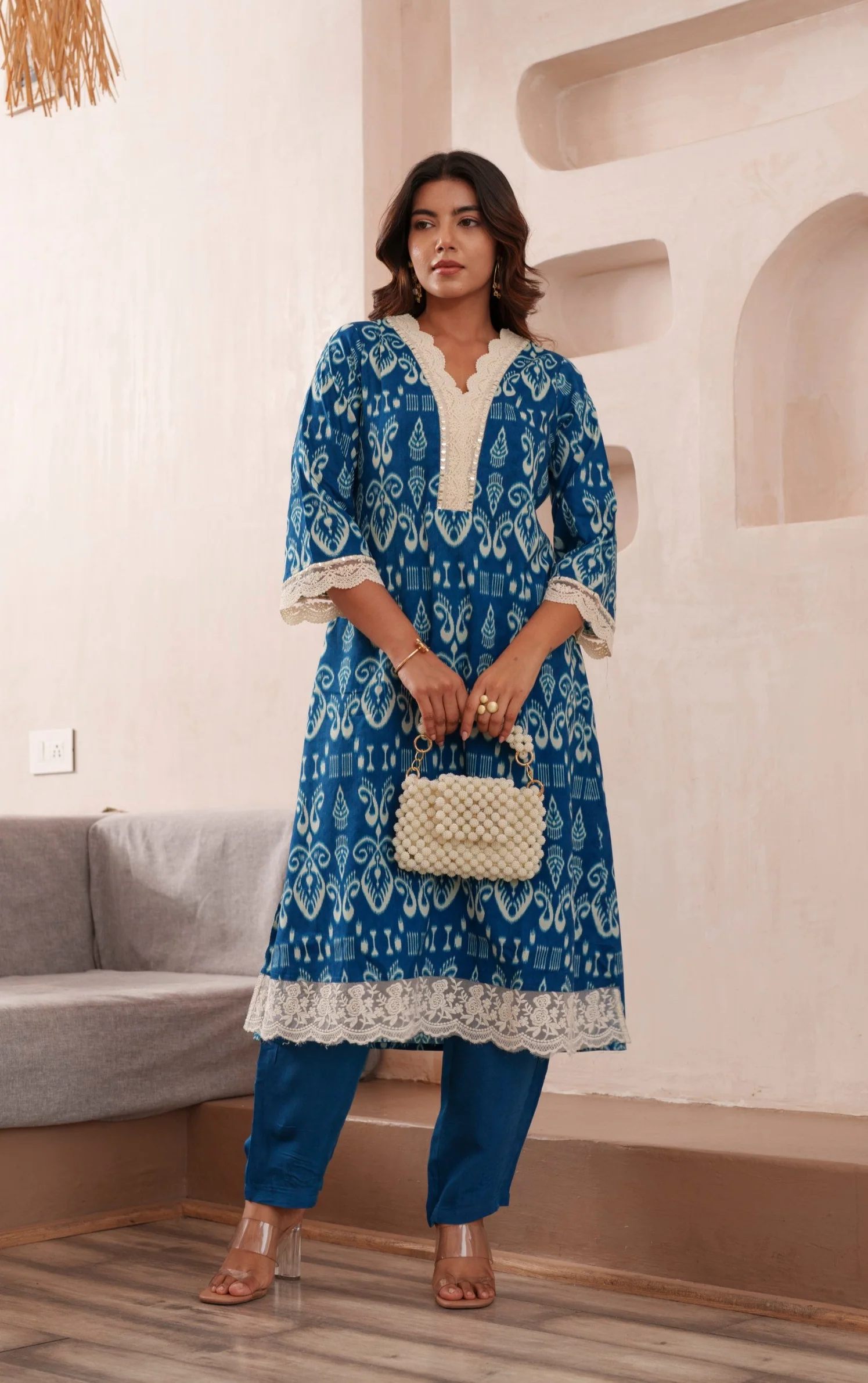 Tashvika Indigo Cotton Kurta Pant set - Image 8
