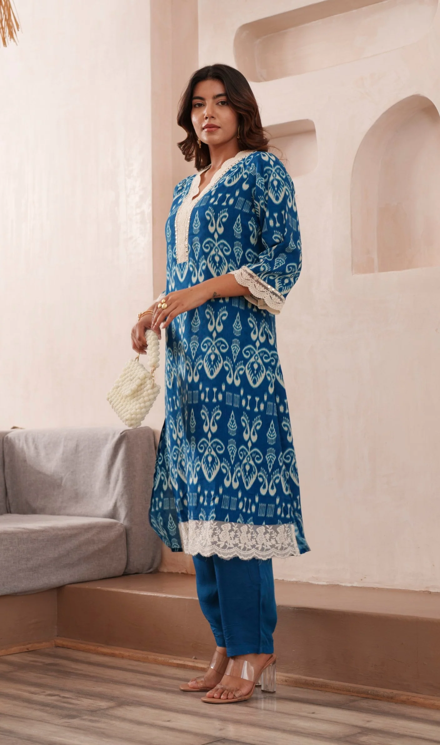 Tashvika Indigo Cotton Kurta Pant set - Image 9