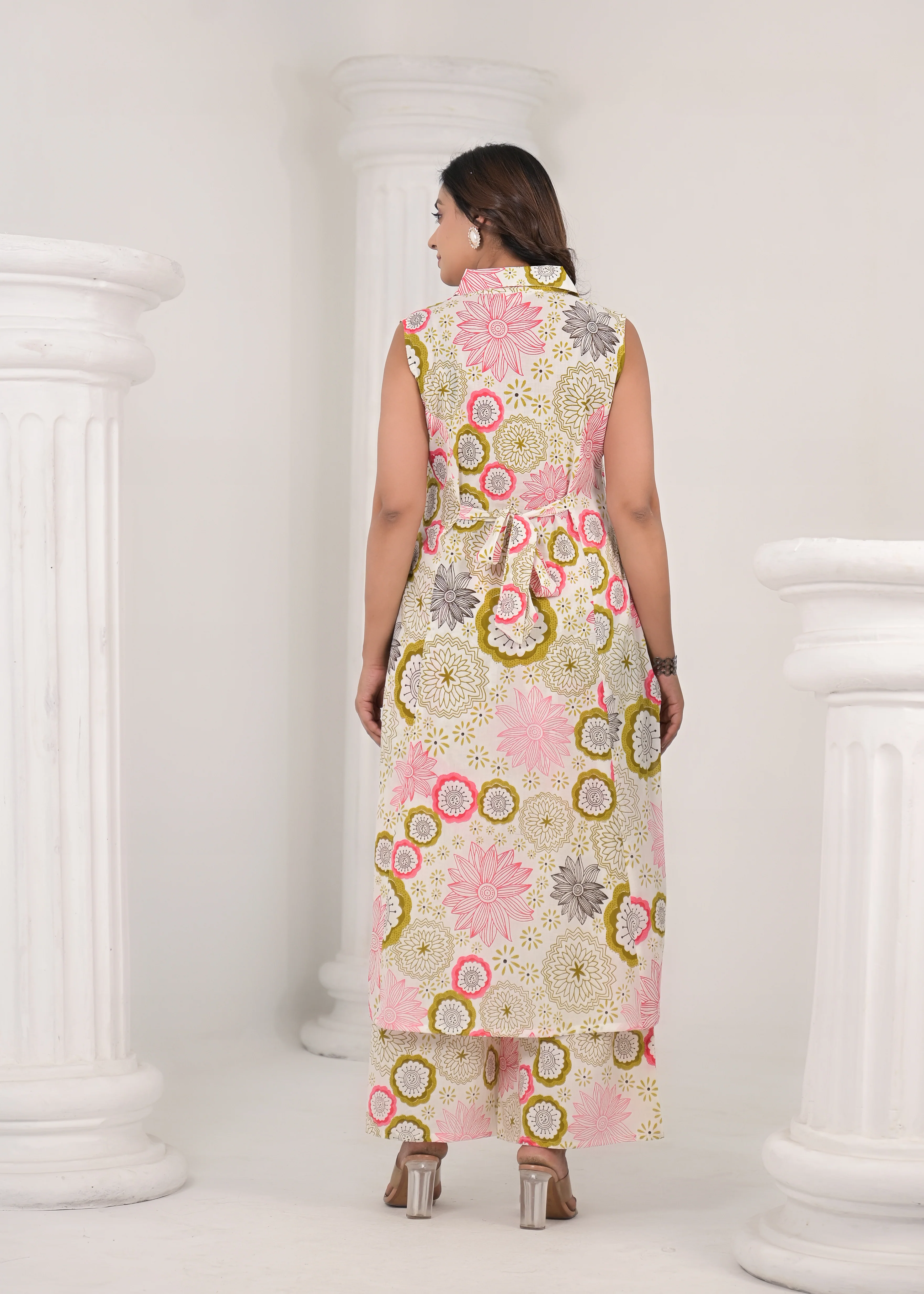 RAAGVI BLUSH PRINTED COTTON KURTA PANT SET - Image 3