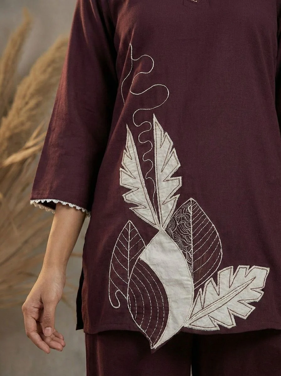 Prisha mulberry embroidery co-ord set - Image 4