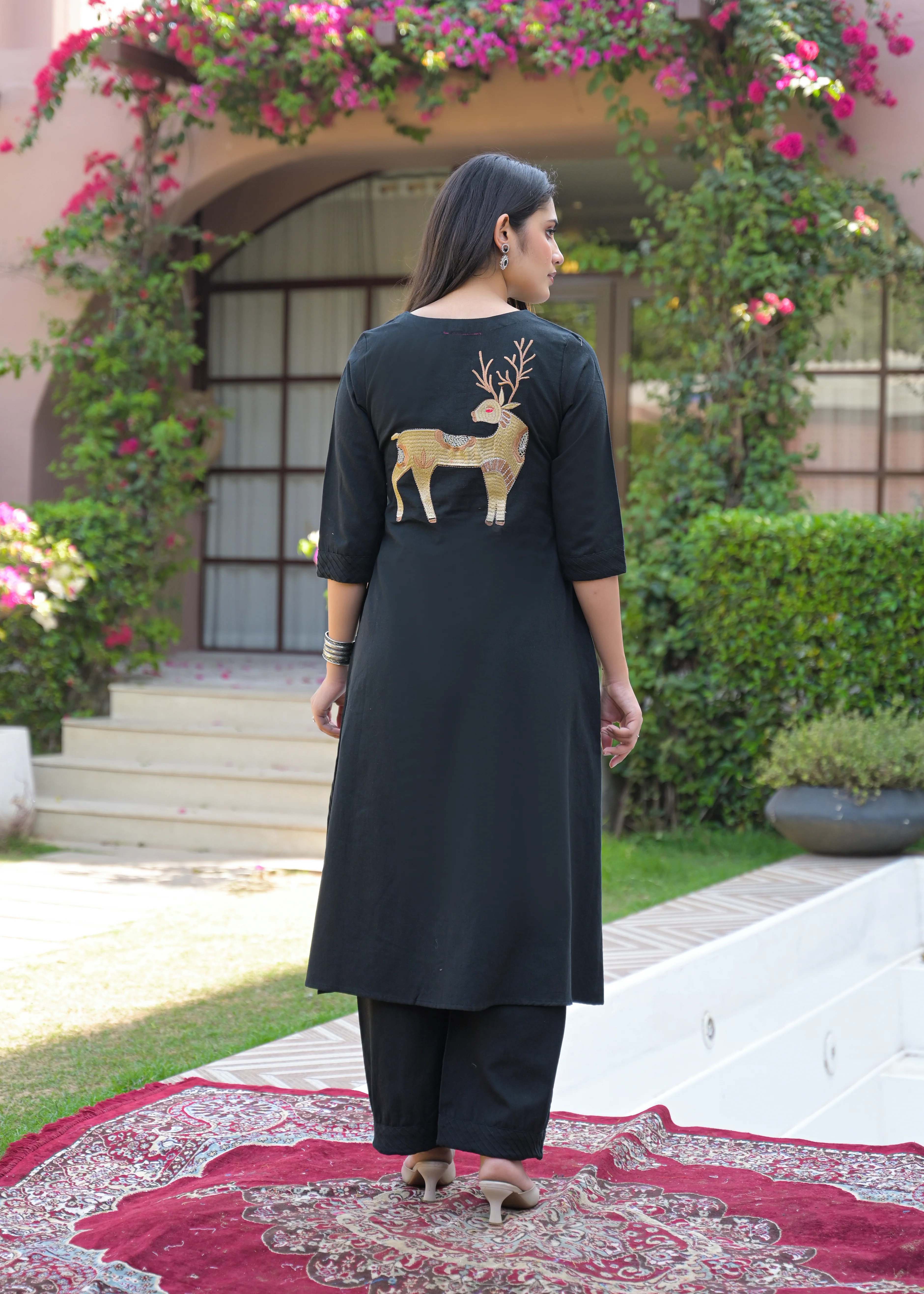 Mayri Onyx embroidery cotton kurta pant set - Image 3