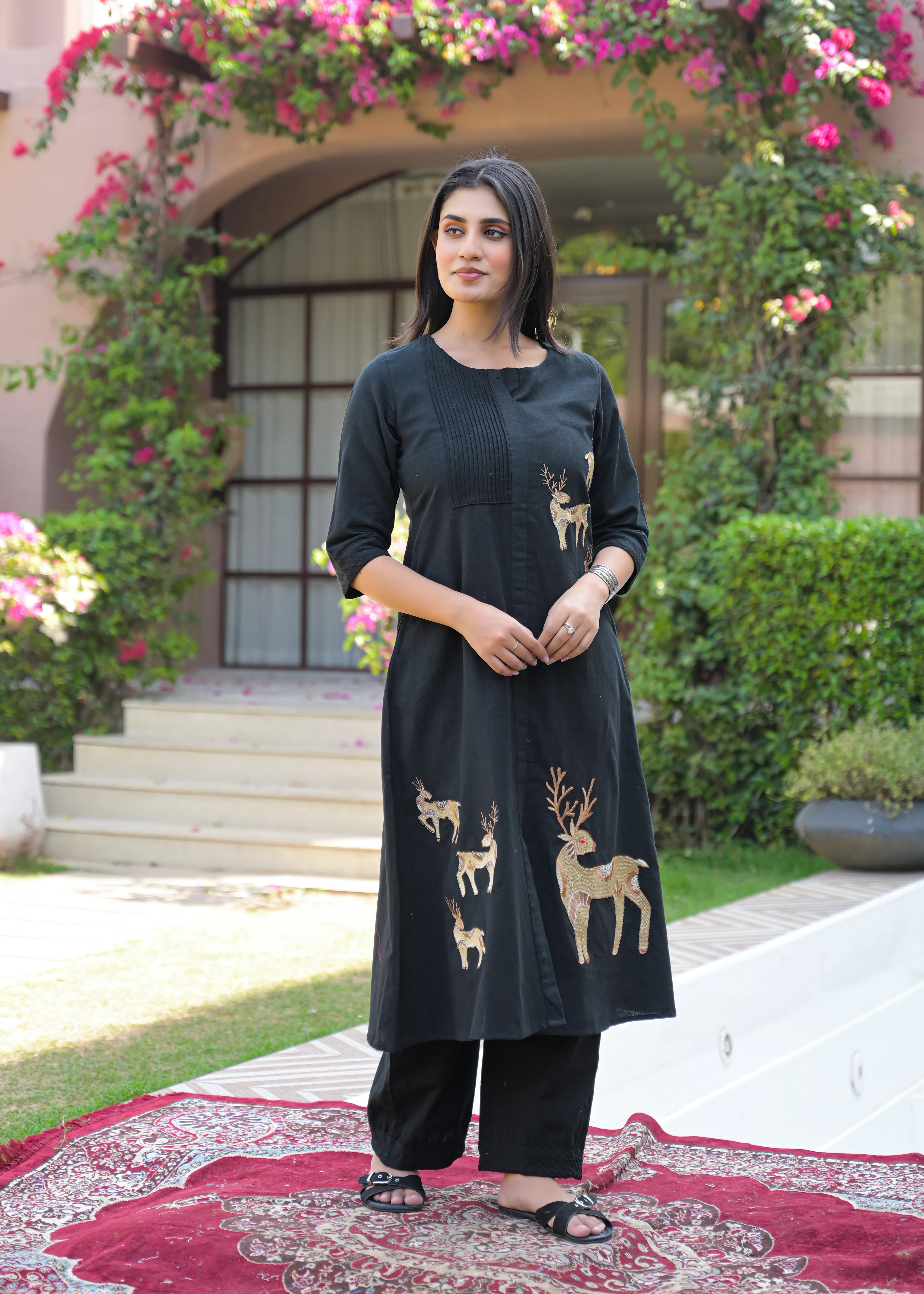 Mayri Onyx embroidery cotton kurta pant set - Image 5