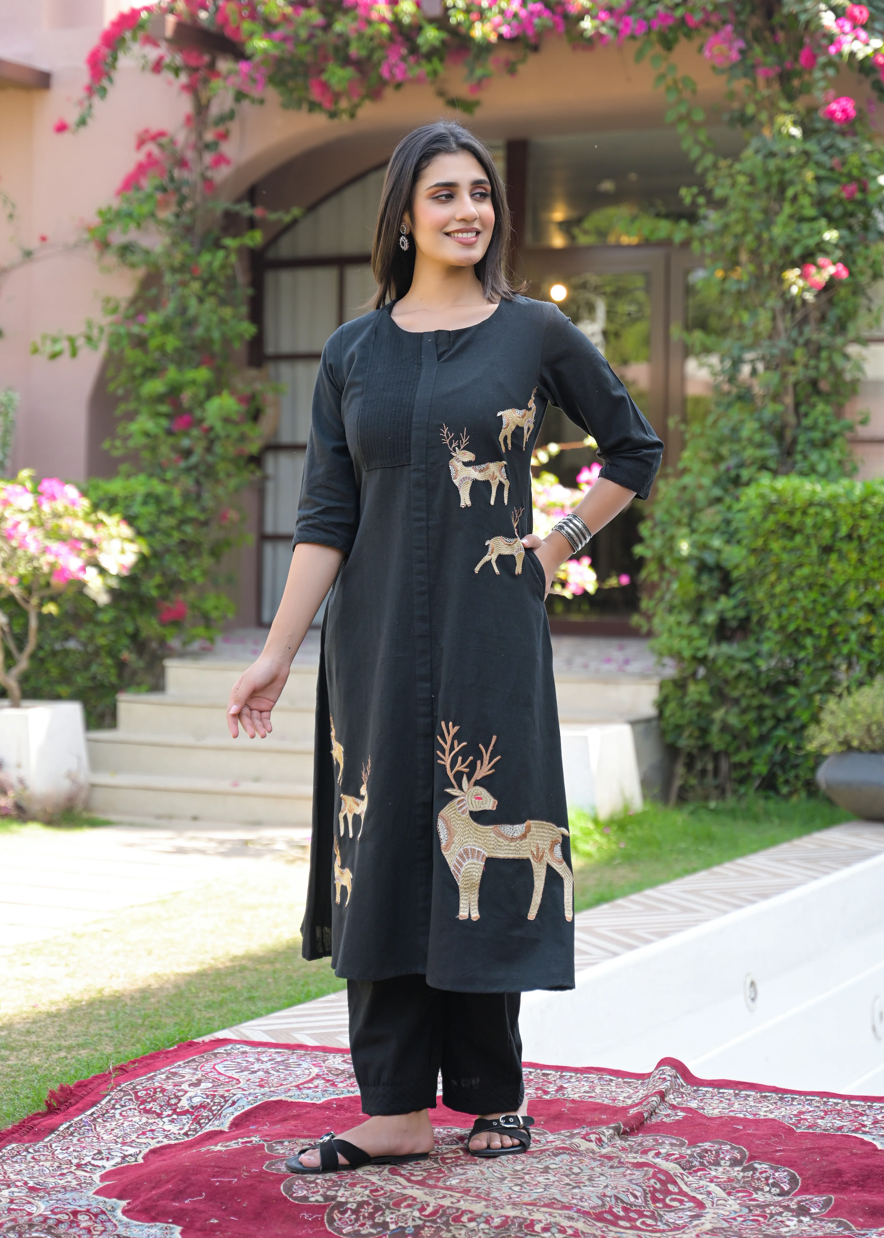 Mayri Onyx embroidery cotton kurta pant set - Image 6