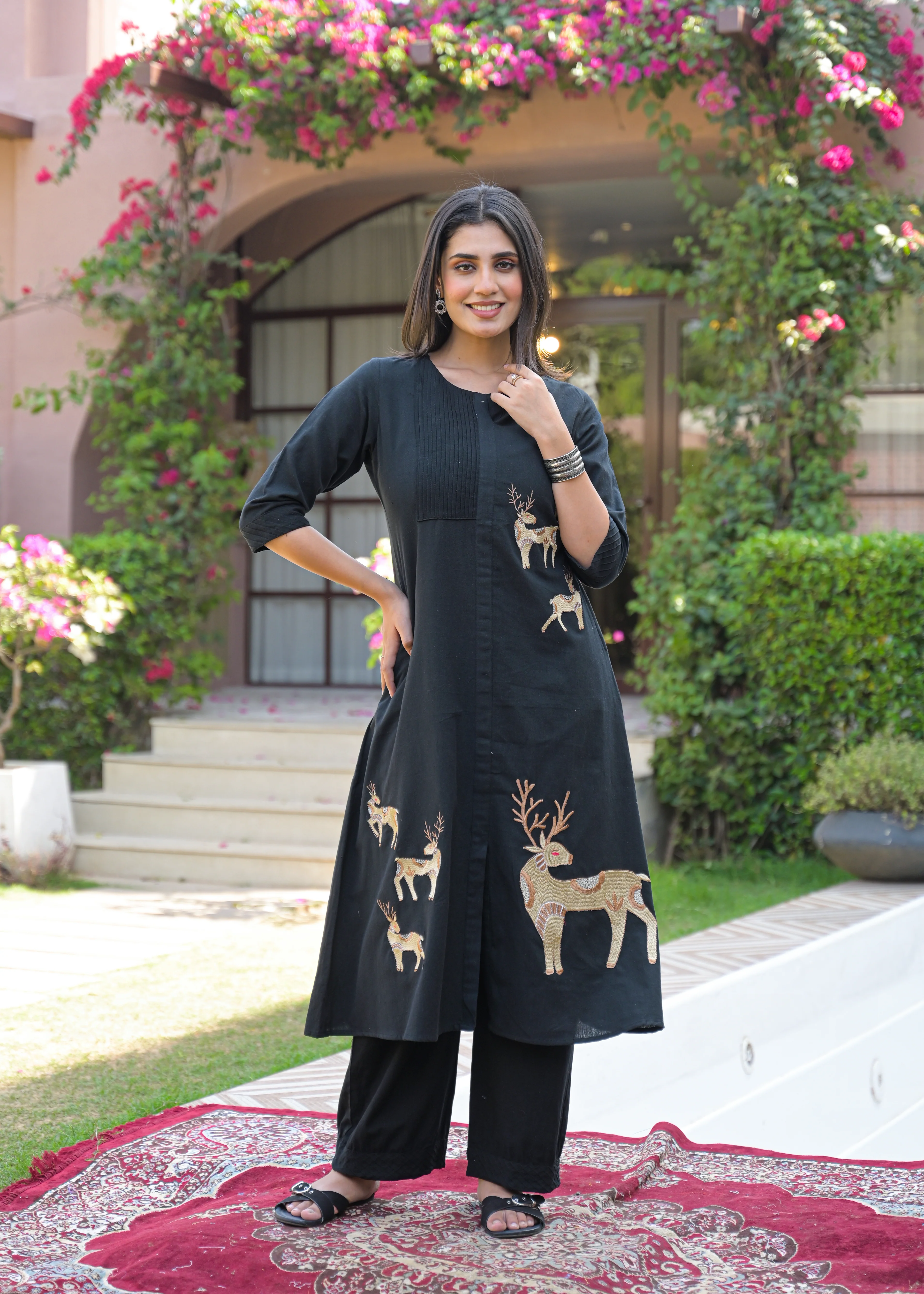 Mayri Onyx embroidery cotton kurta pant set - Image 7