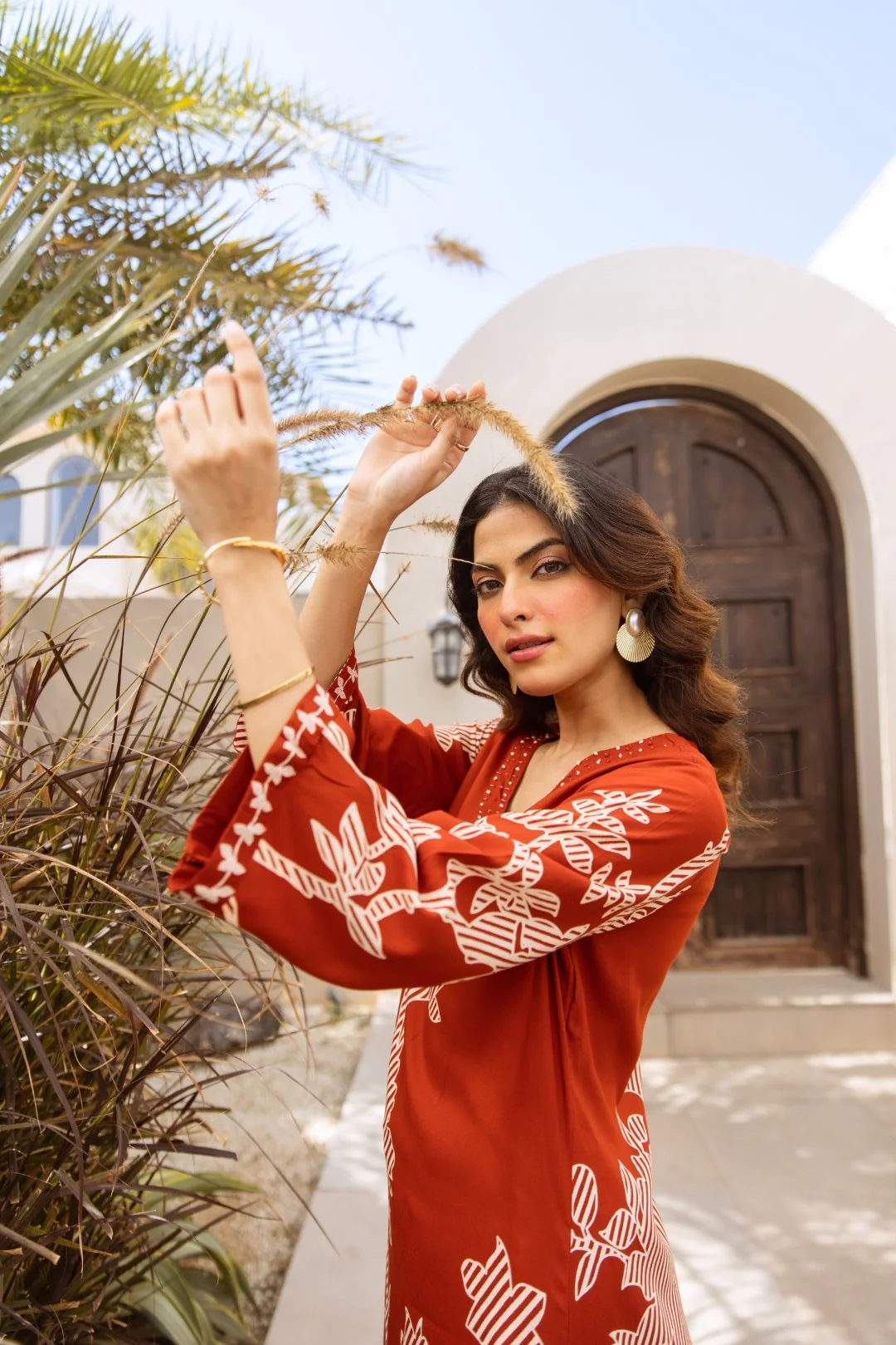 Karen Terracotta printed kurta pant set - Image 10