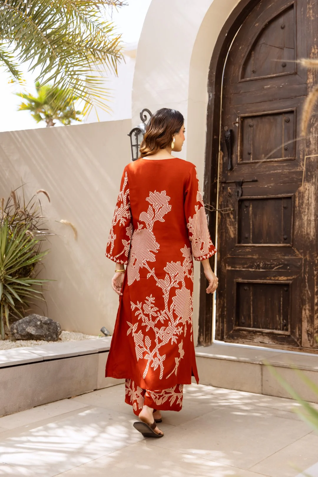 Karen Terracotta printed kurta pant set - Image 4