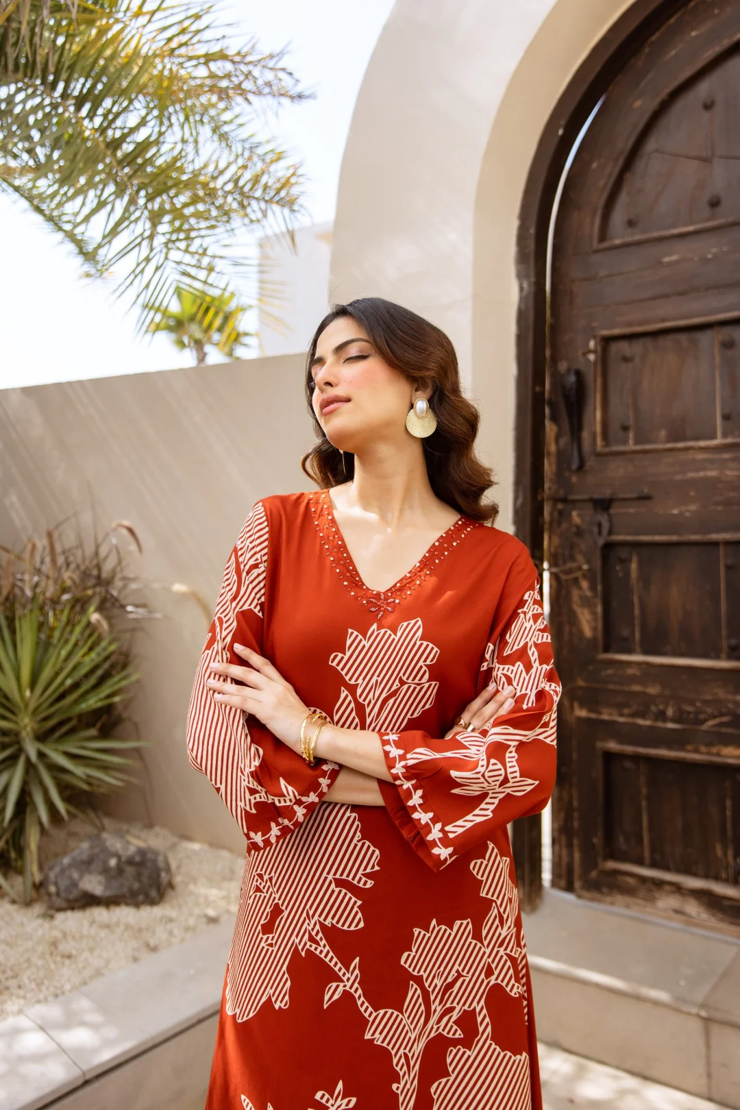 Karen Terracotta printed kurta pant set - Image 8