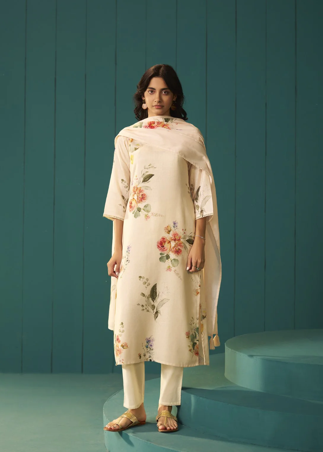 Itrh merino floral cotton linen suit set - Image 4