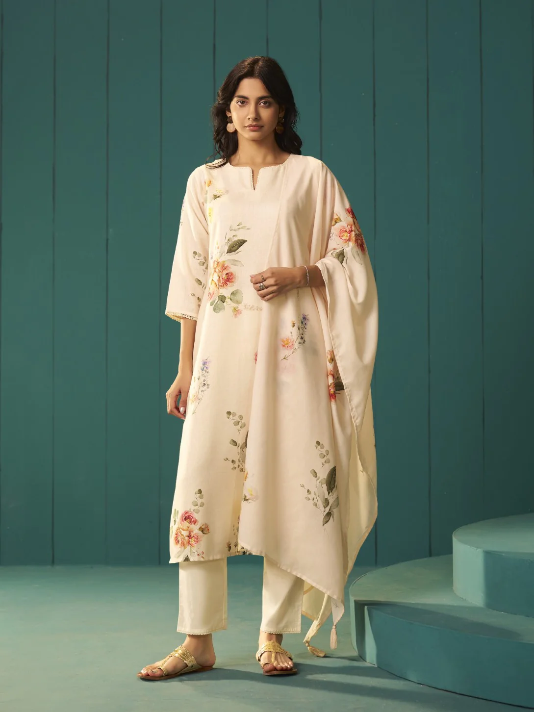 Itrh merino floral cotton linen suit set - Image 6
