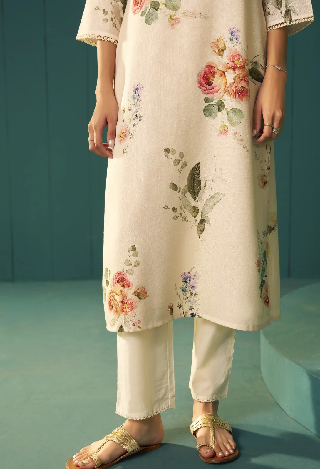 Itrh merino floral cotton linen suit set - Image 8