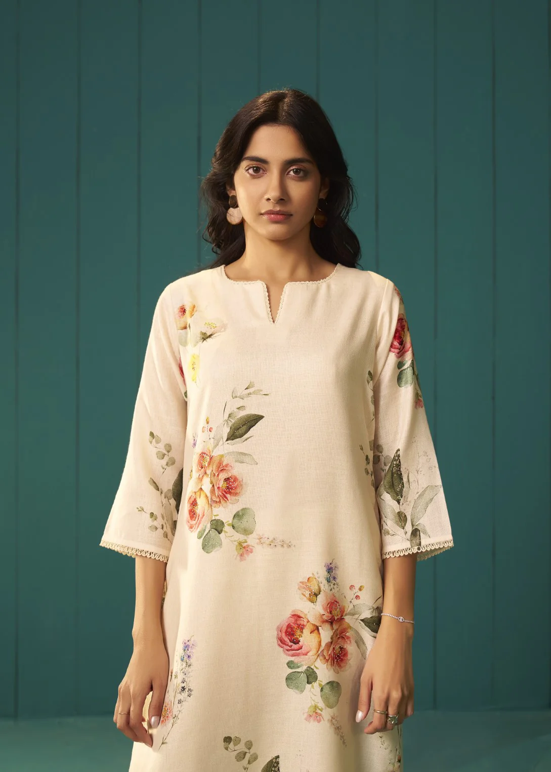 Itrh merino floral cotton linen suit set - Image 9