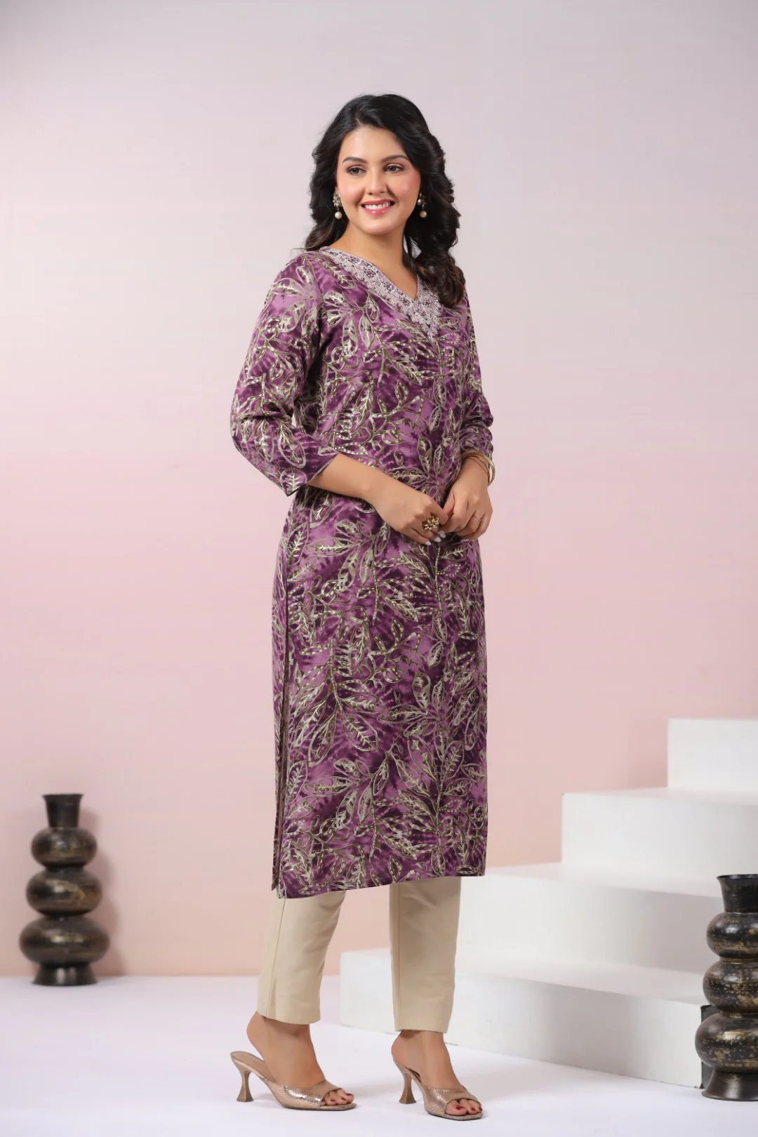 Varisha Mauve Printed Kurti - Image 5