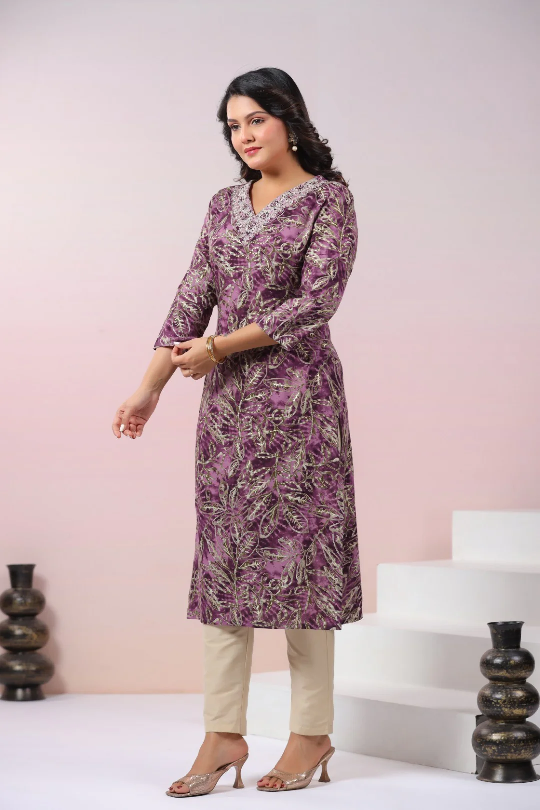 Varisha Mauve Printed Kurti - Image 6