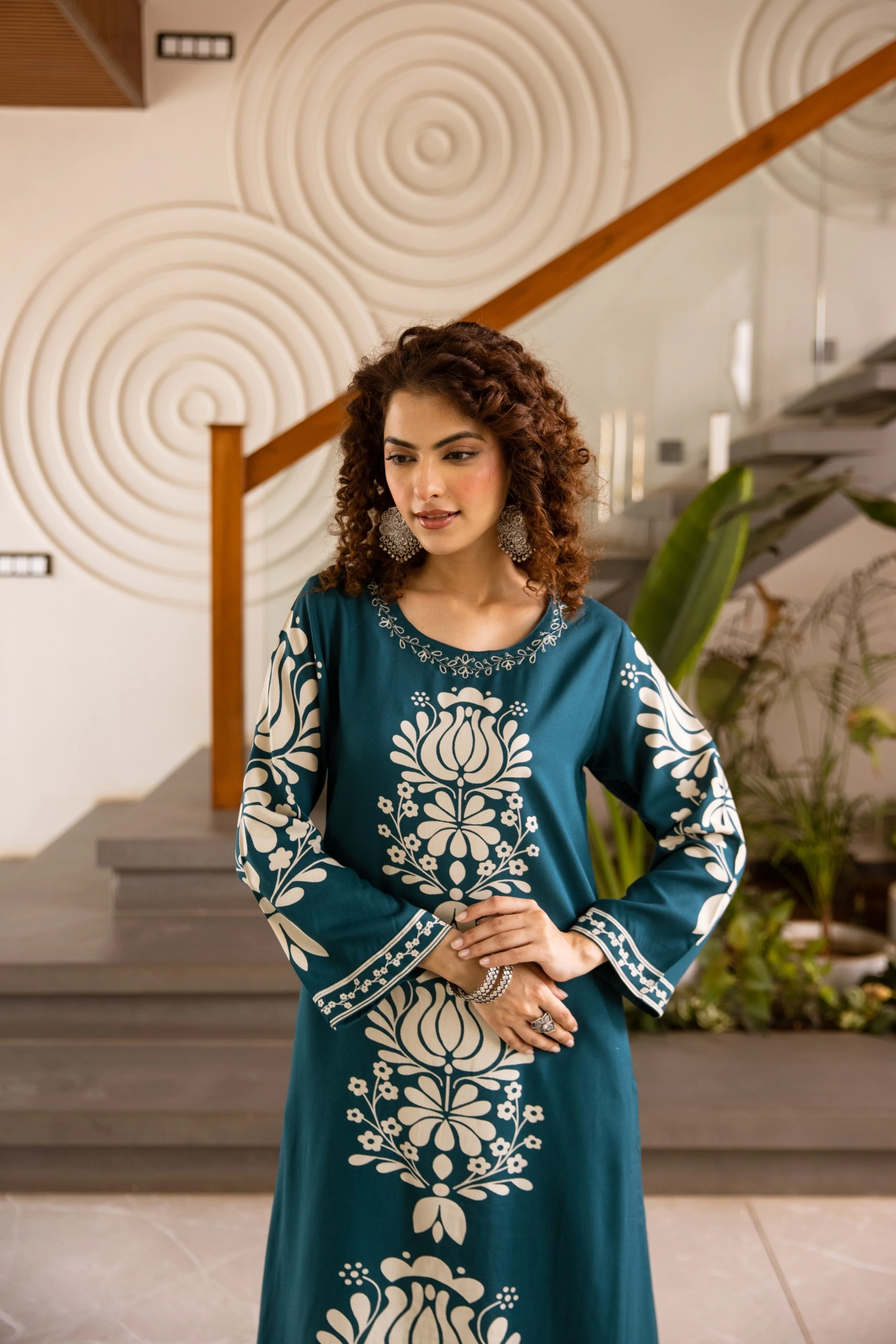 Kabool Azure Printed Cotton Kurta Pant Set - Image 2