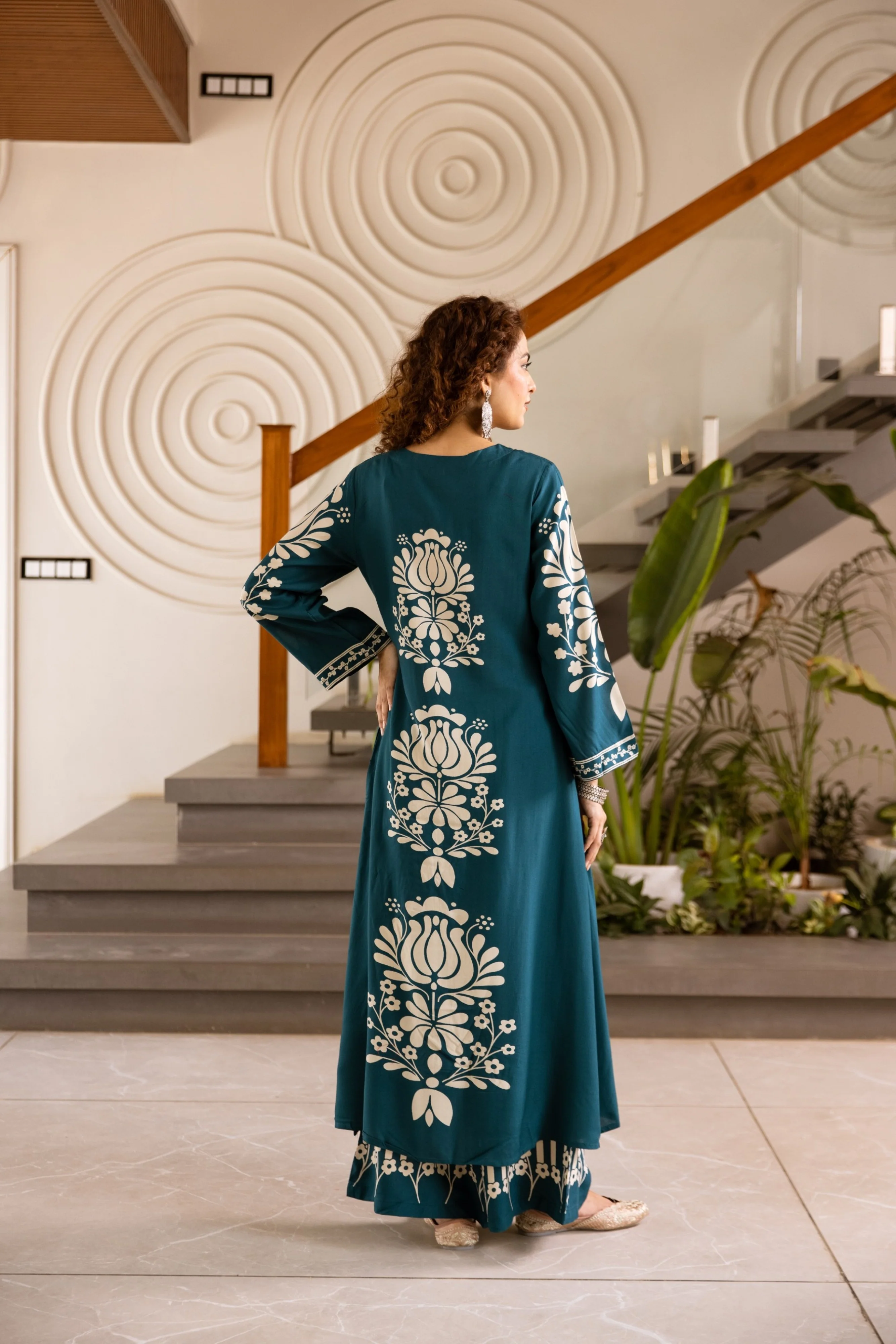 Kabool Azure Printed Cotton Kurta Pant Set - Image 3