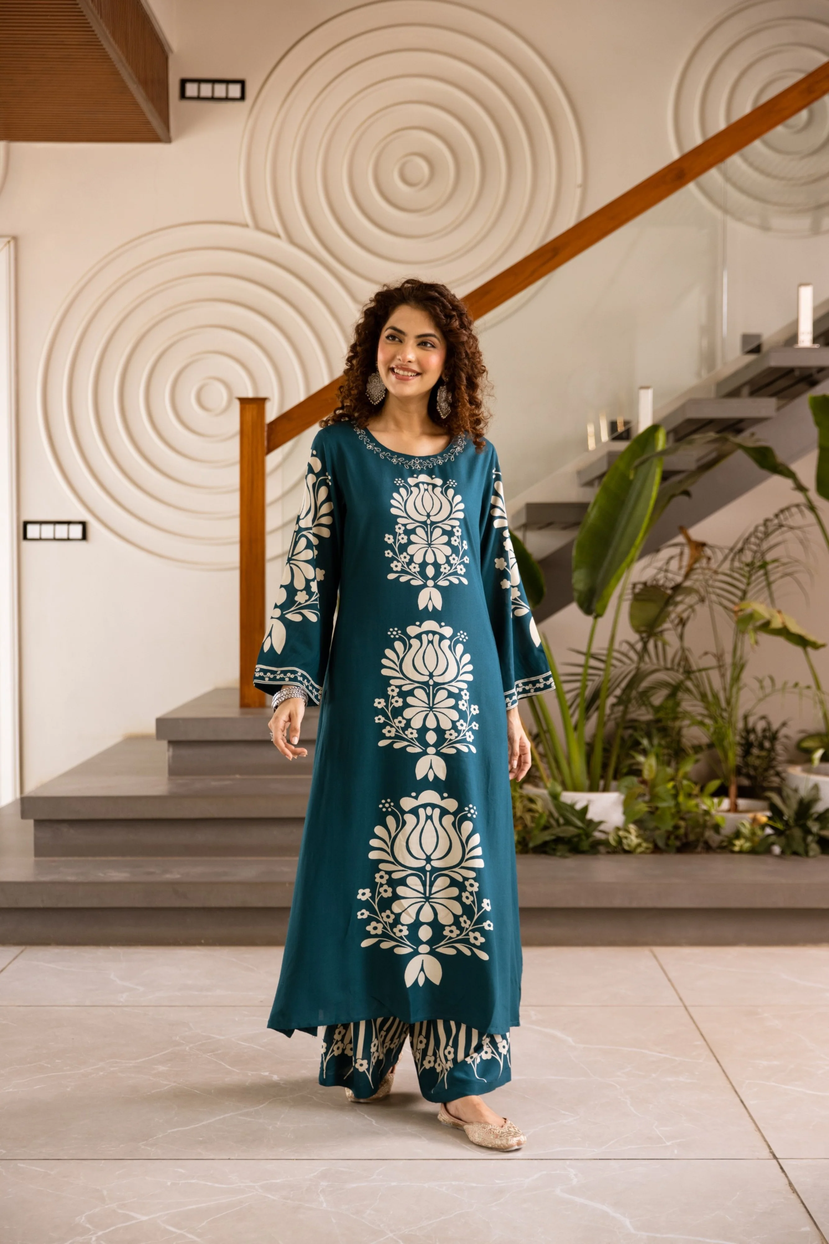 Kabool Azure Printed Cotton Kurta Pant Set - Image 5