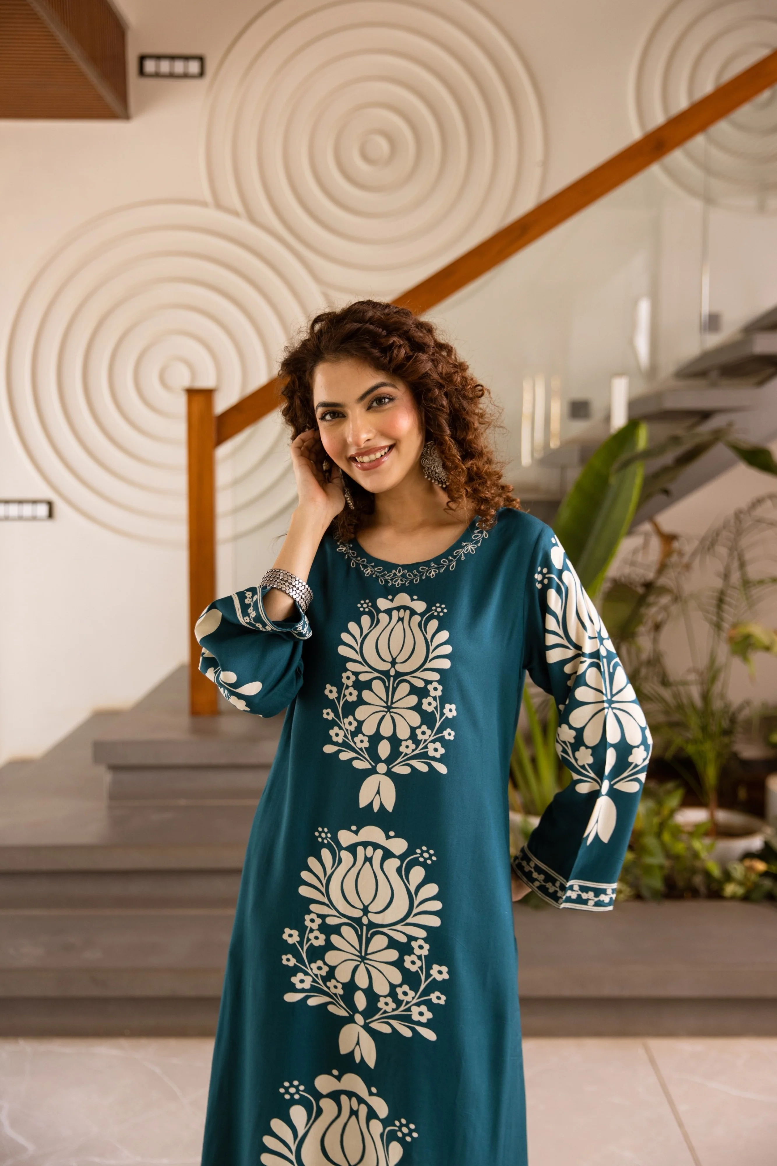 Kabool Azure Printed Cotton Kurta Pant Set - Image 7