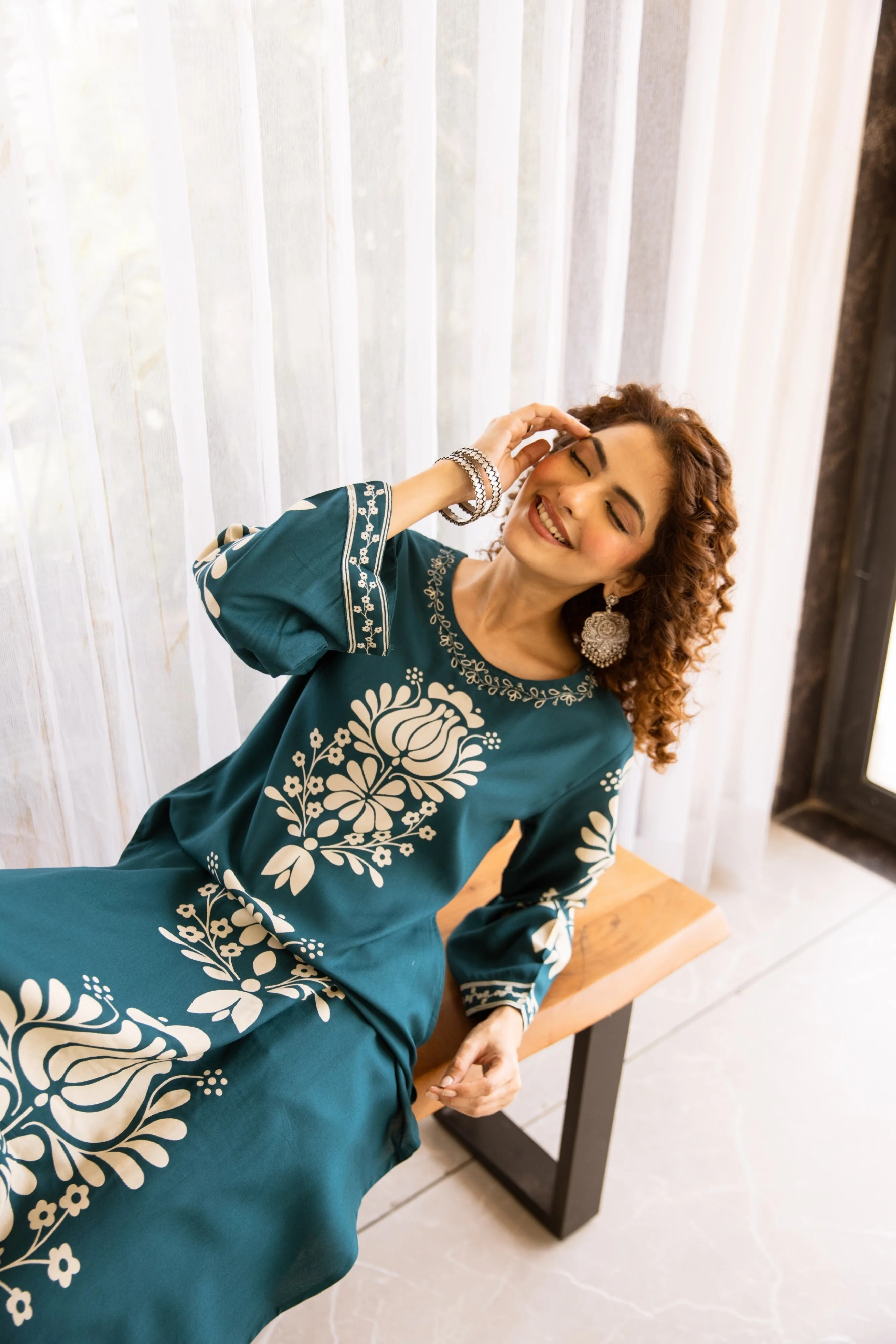 Kabool Azure Printed Cotton Kurta Pant Set - Image 8