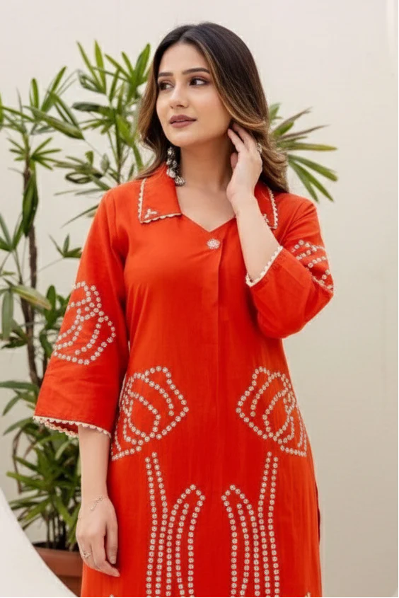 Girnar Apricot Cotton suit set - Image 2