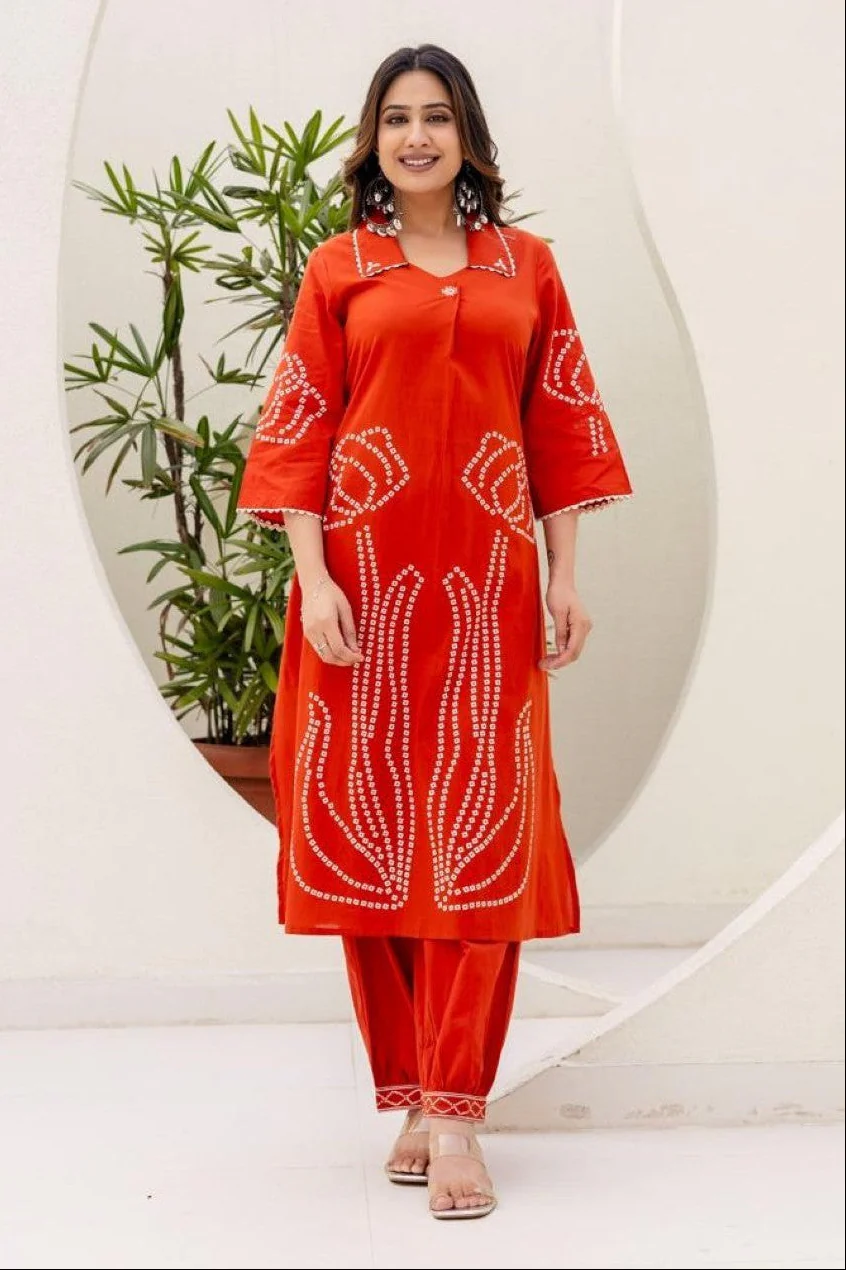 Girnar Apricot Cotton suit set - Image 4
