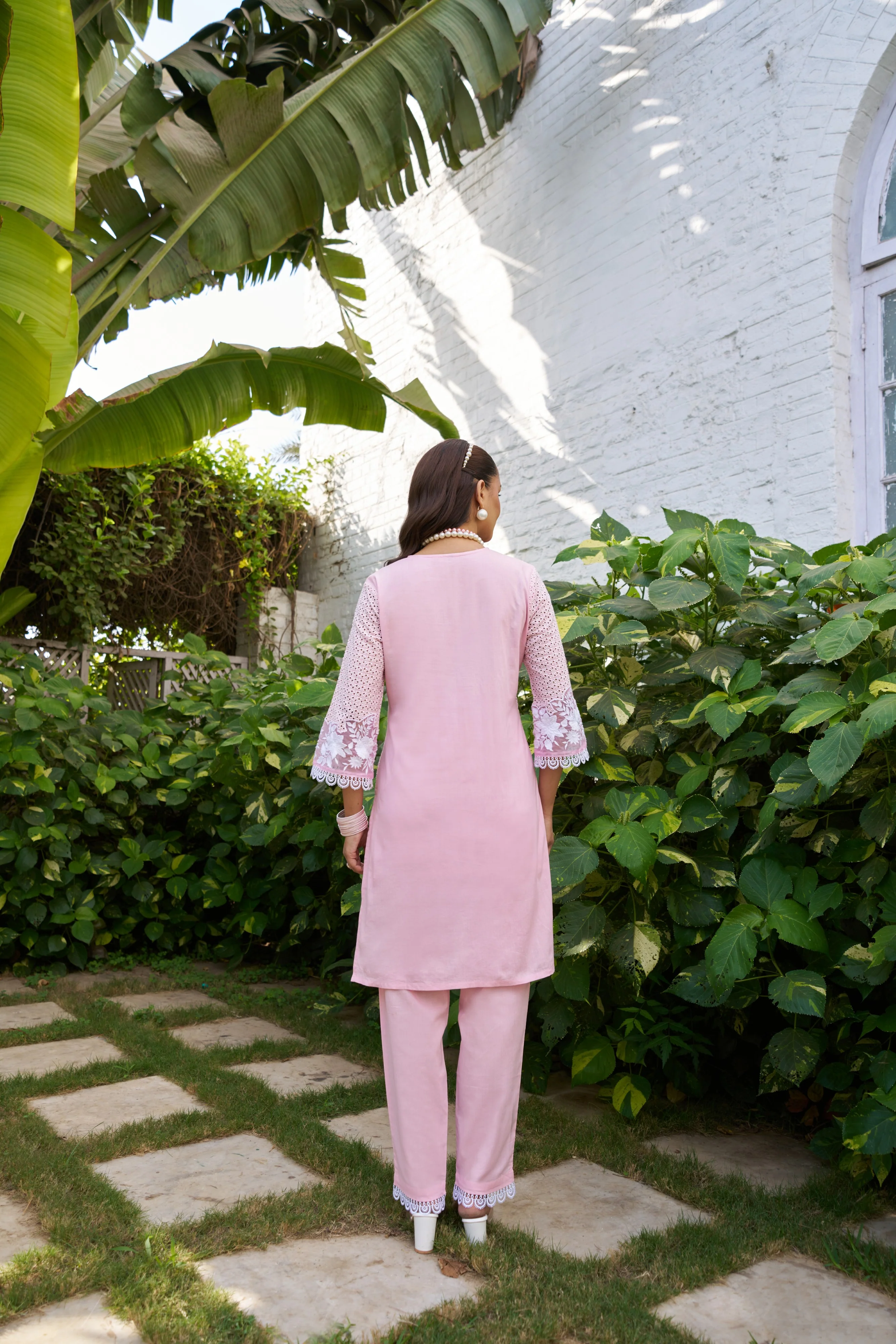 Anumeha Cerise Embroidered Co-ord Set - Image 3
