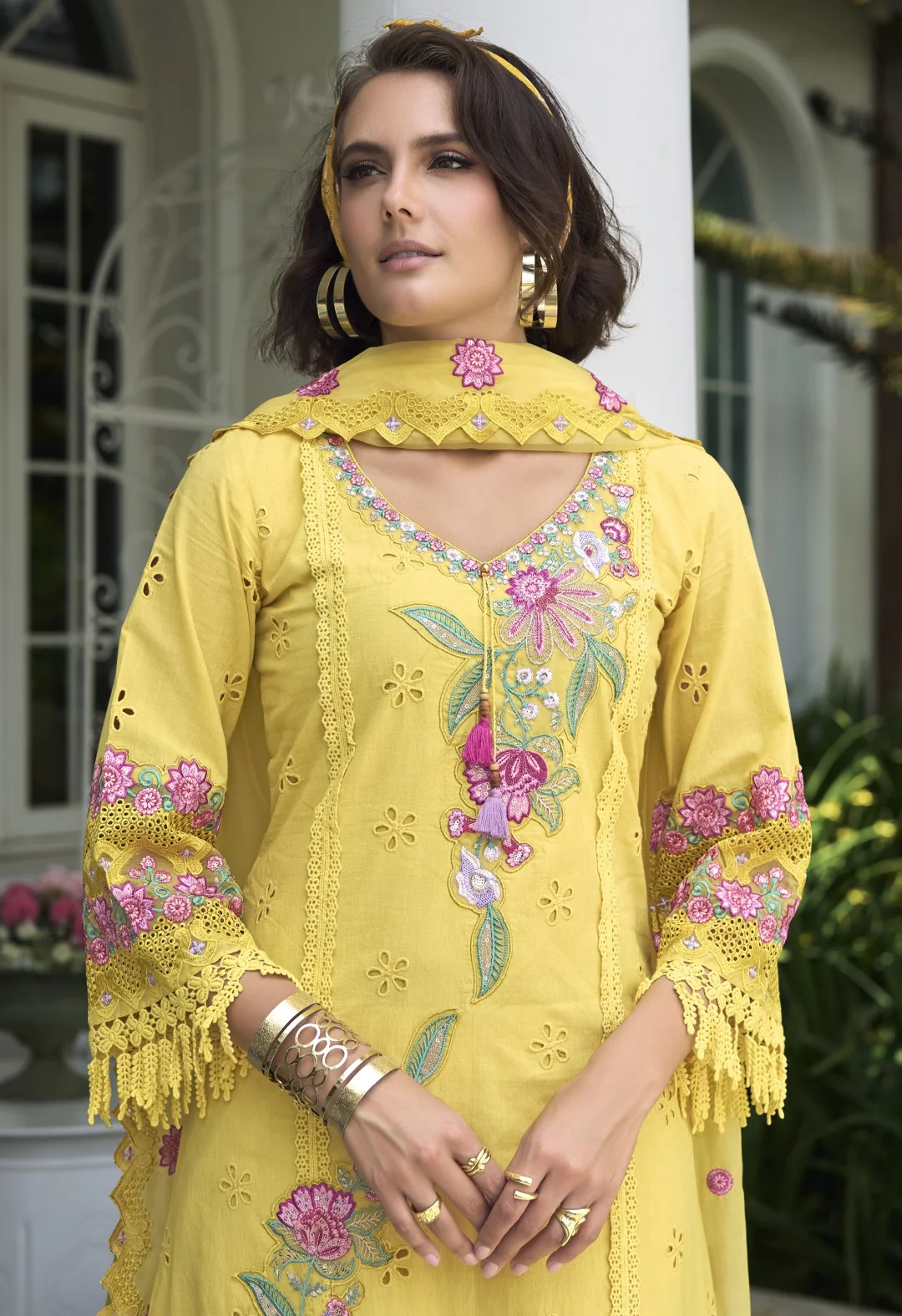 Nayla Lime embroidery Premium Lawn Suit Set - Image 2