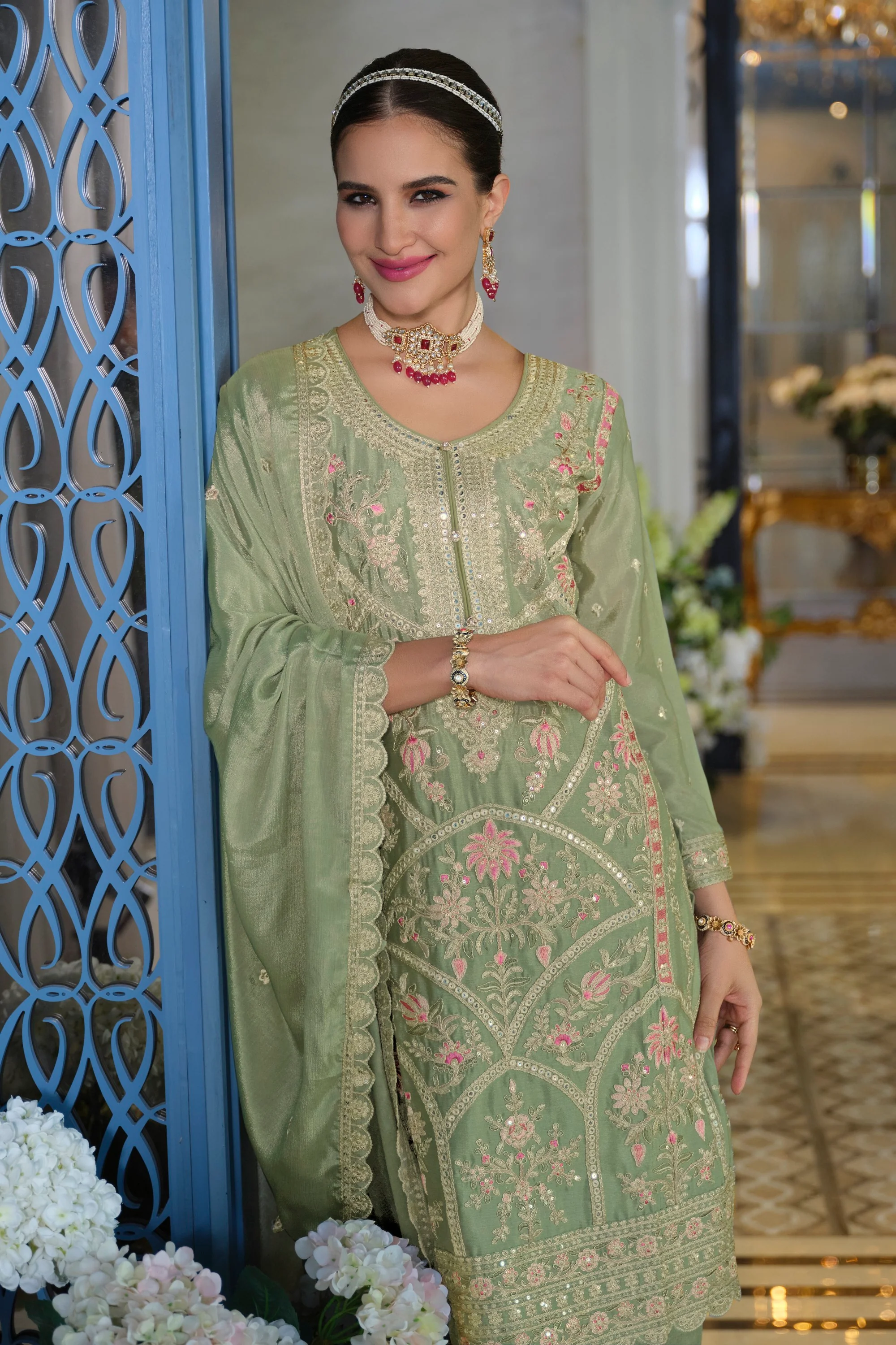 Farz Pista Full Work Heavy Suit Set - Image 2