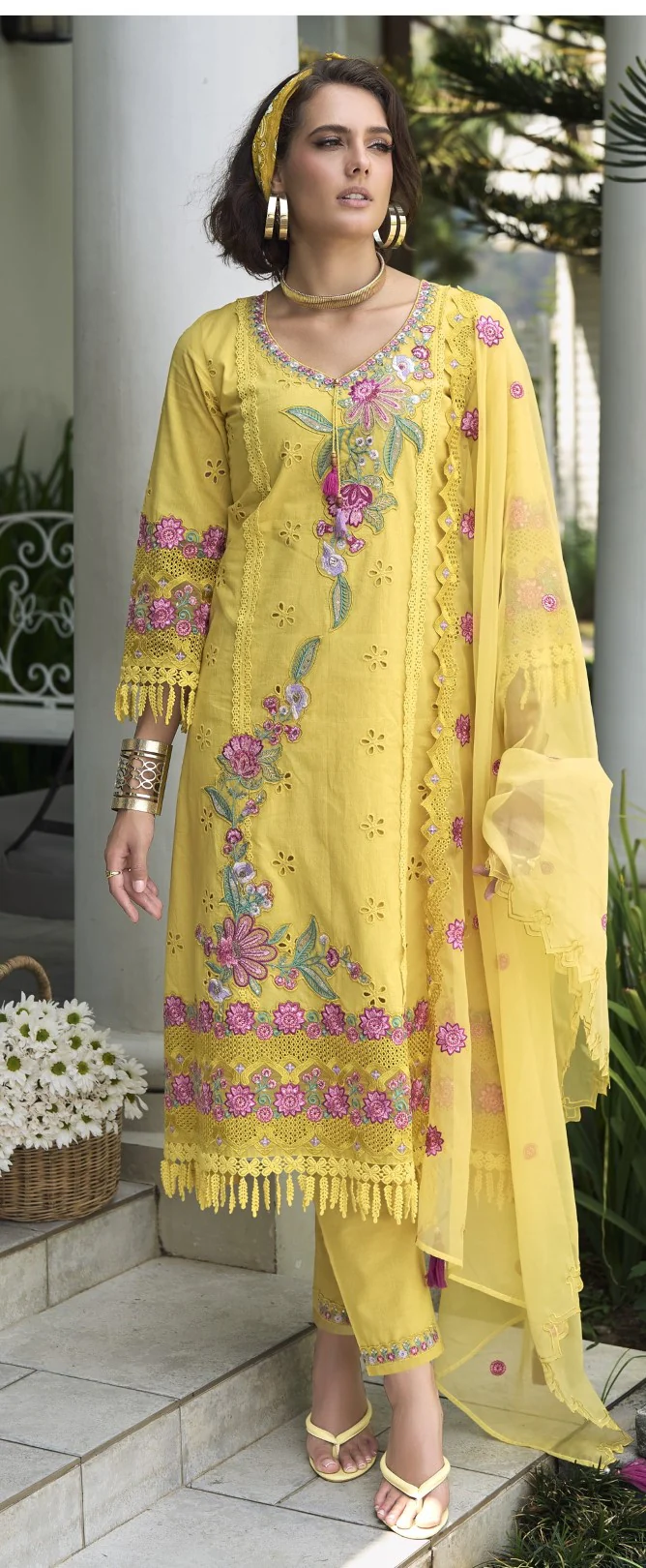 Nayla Lime embroidery Premium Lawn Suit Set - Image 3