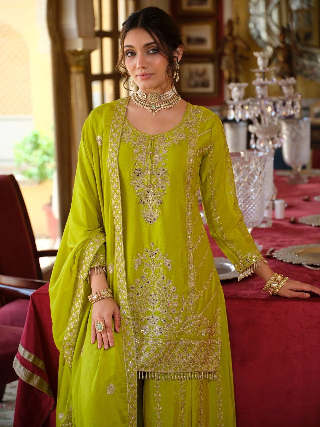 Sambhav fern full work sharara suit set - Image 2