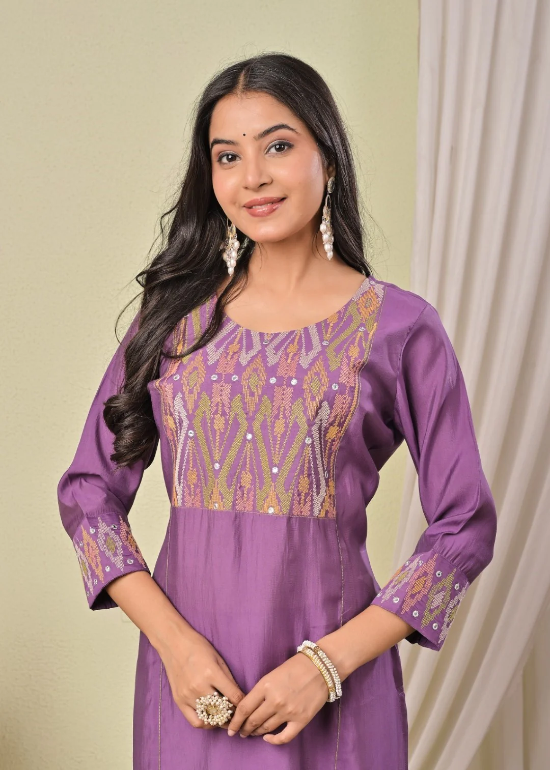 Chandri Iris Embroidered Work Kurti - Image 2