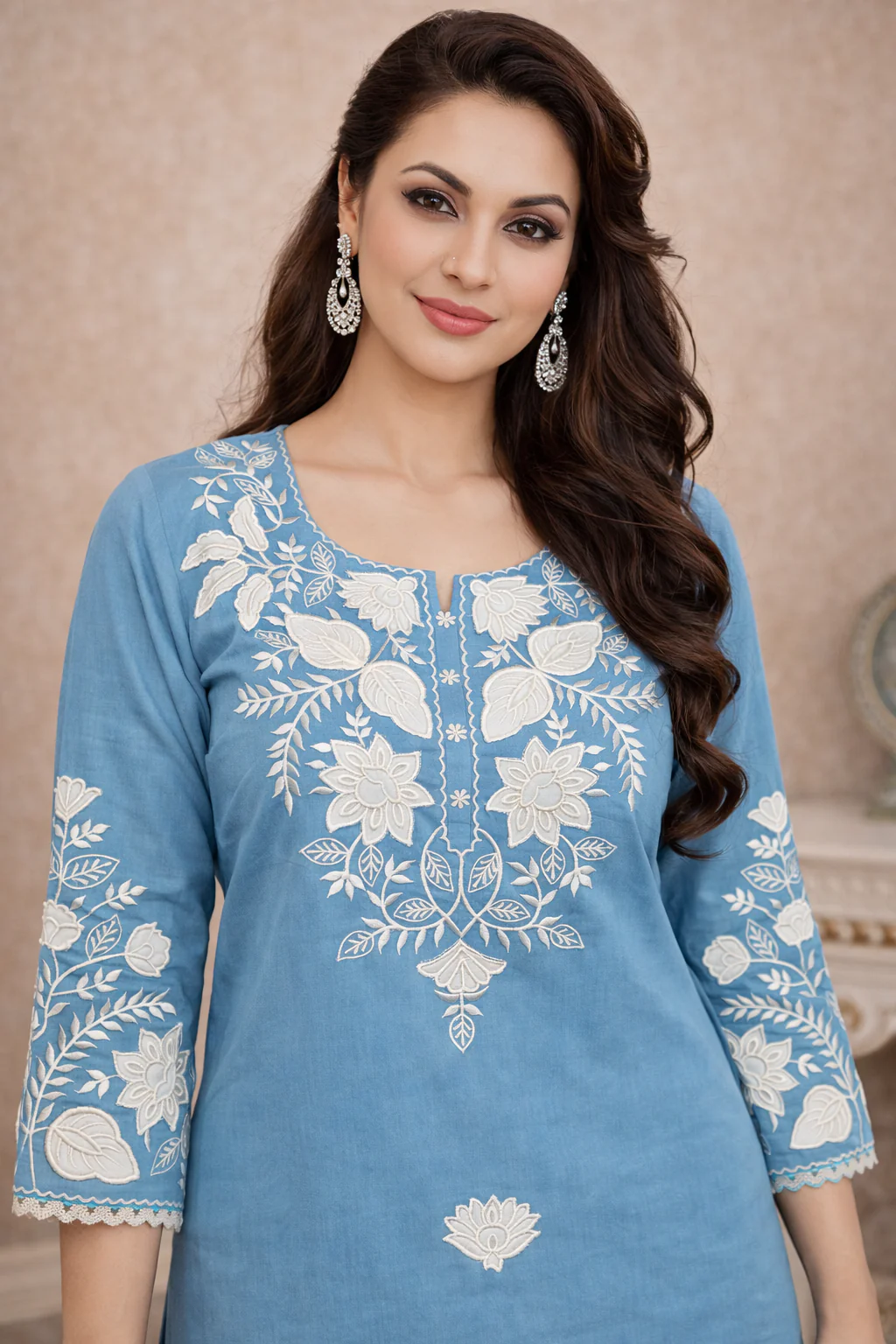 Bahara Softblue Printed Embroidered Suit Set - Image 2