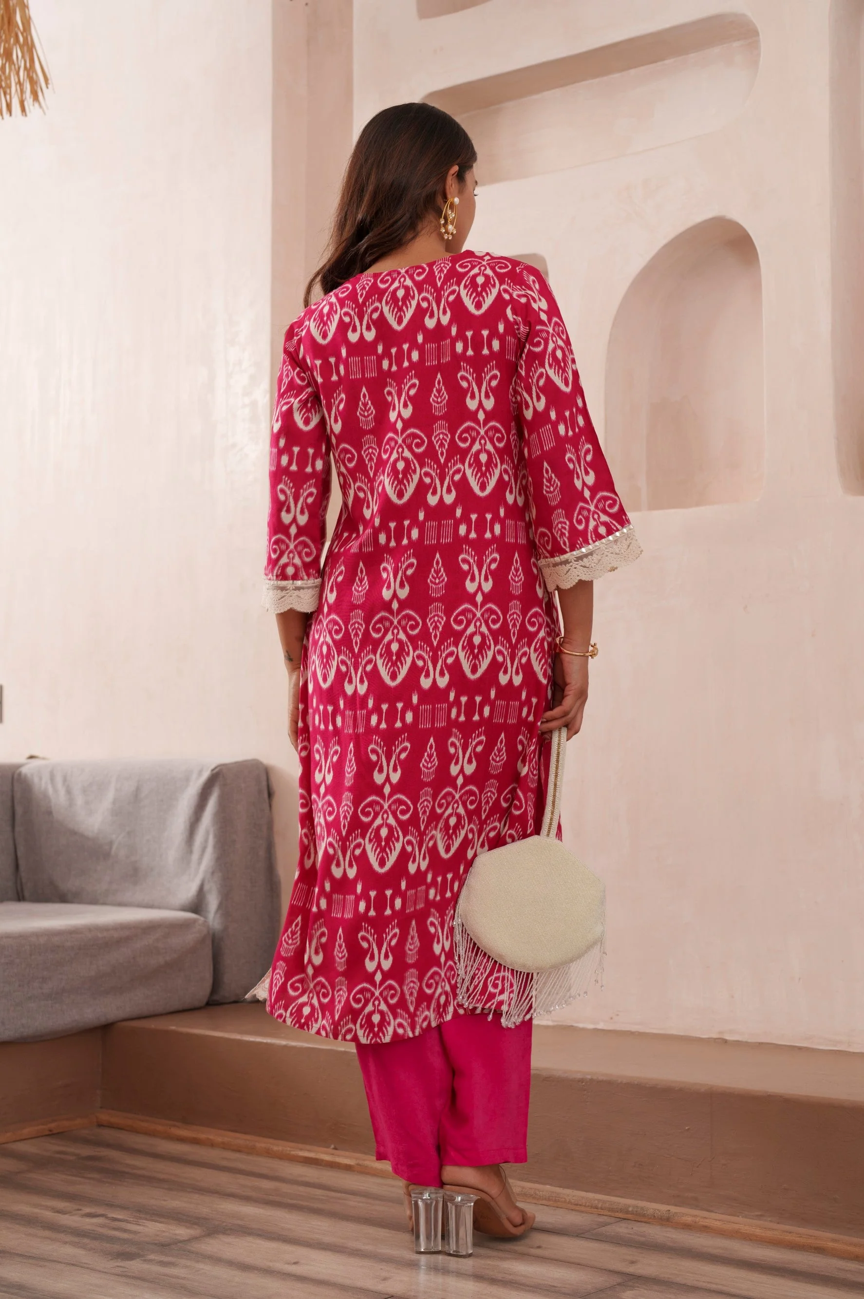 Tashvika Rouge Cotton Kurta Pant set - Image 10