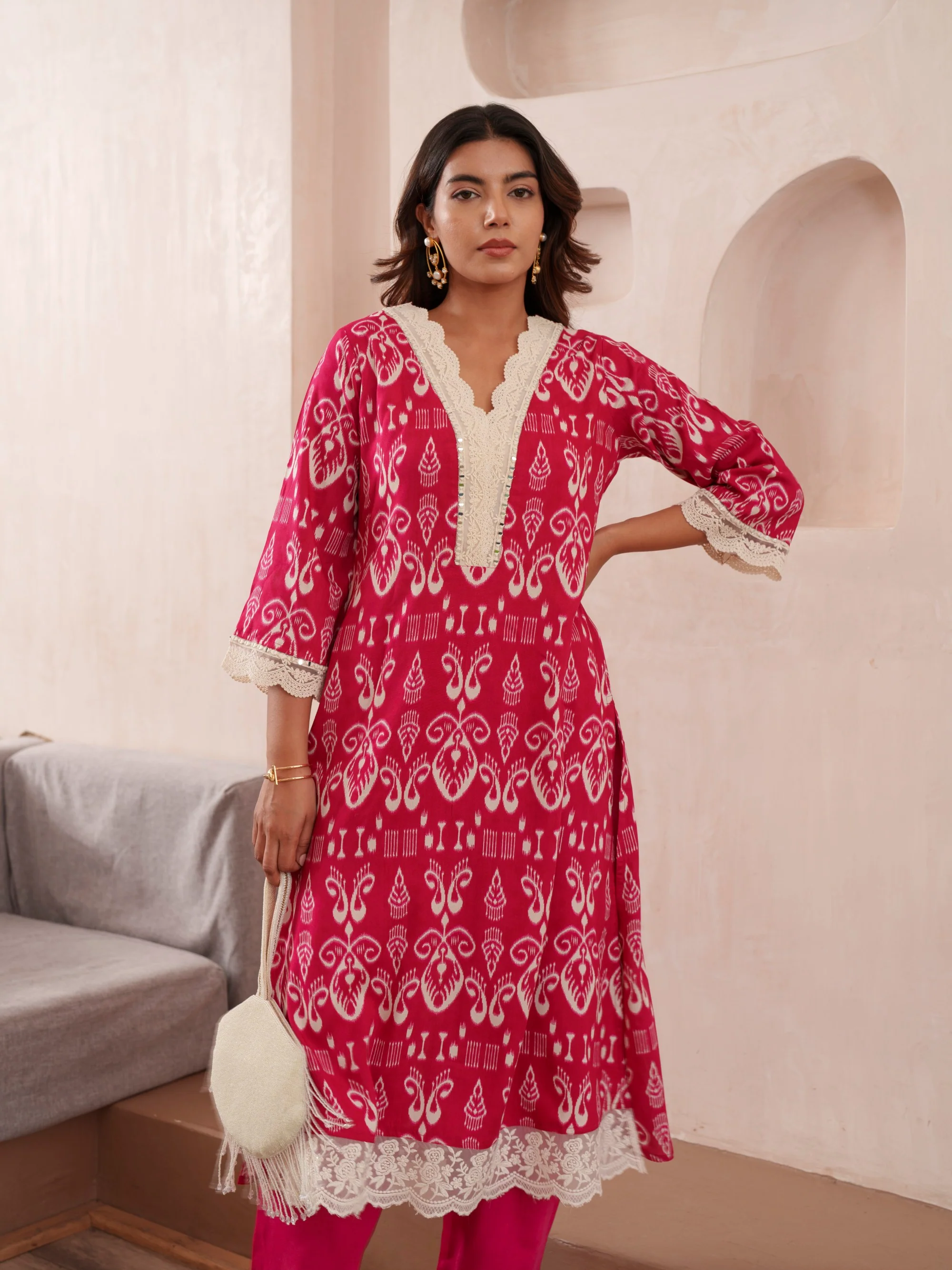 Tashvika Rouge Cotton Kurta Pant set - Image 2