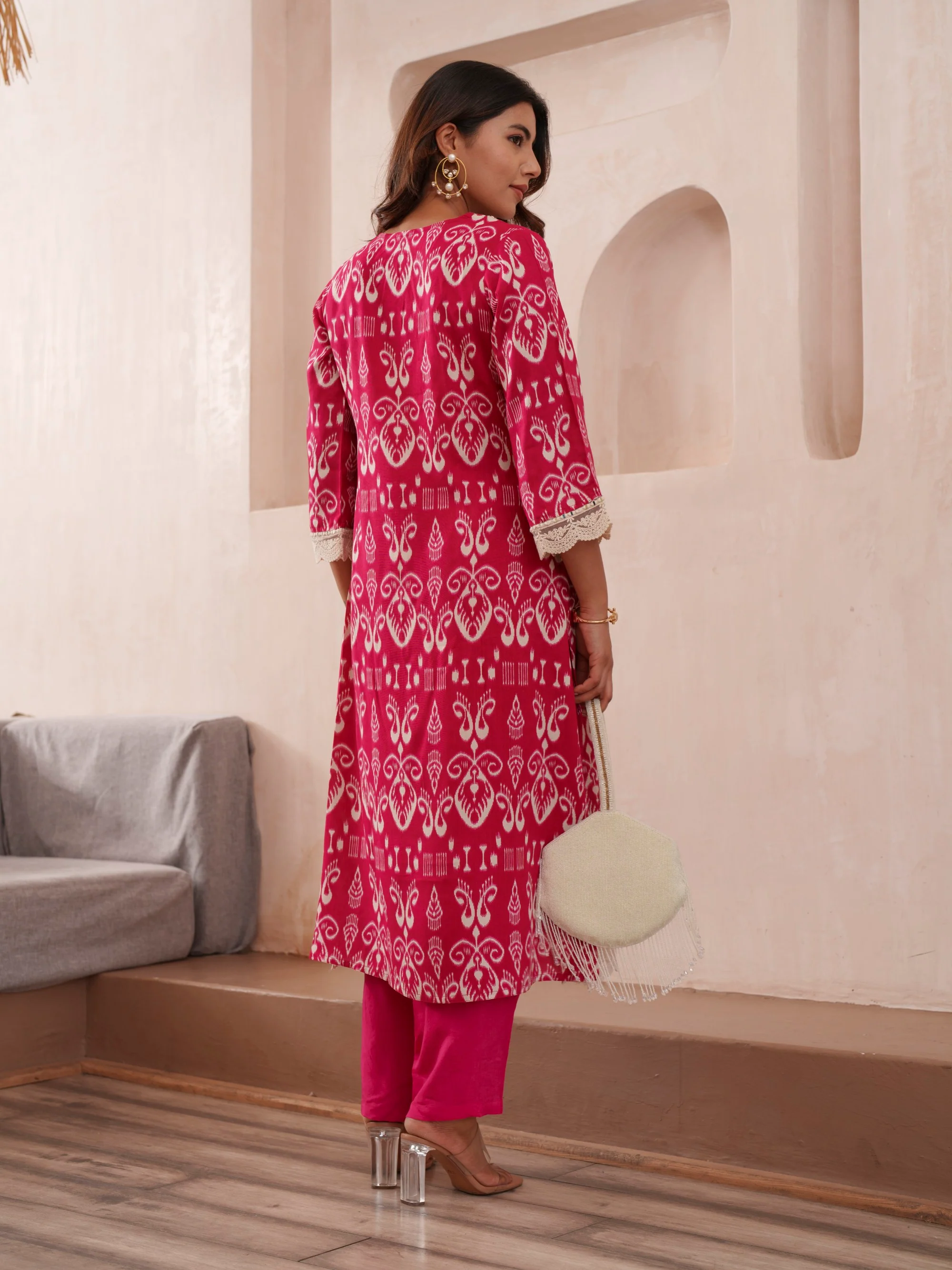 Tashvika Rouge Cotton Kurta Pant set - Image 3