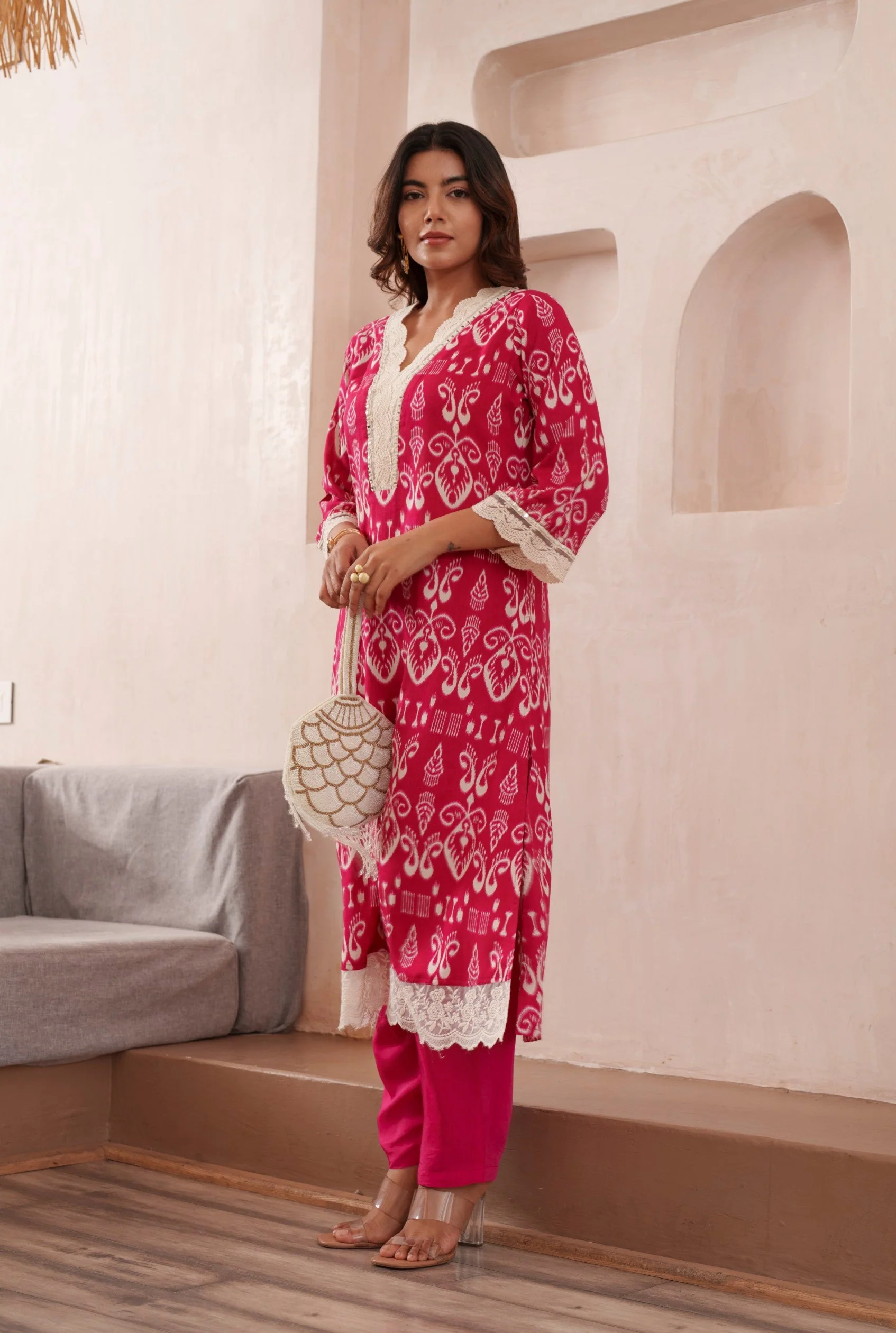 Tashvika Rouge Cotton Kurta Pant set - Image 5