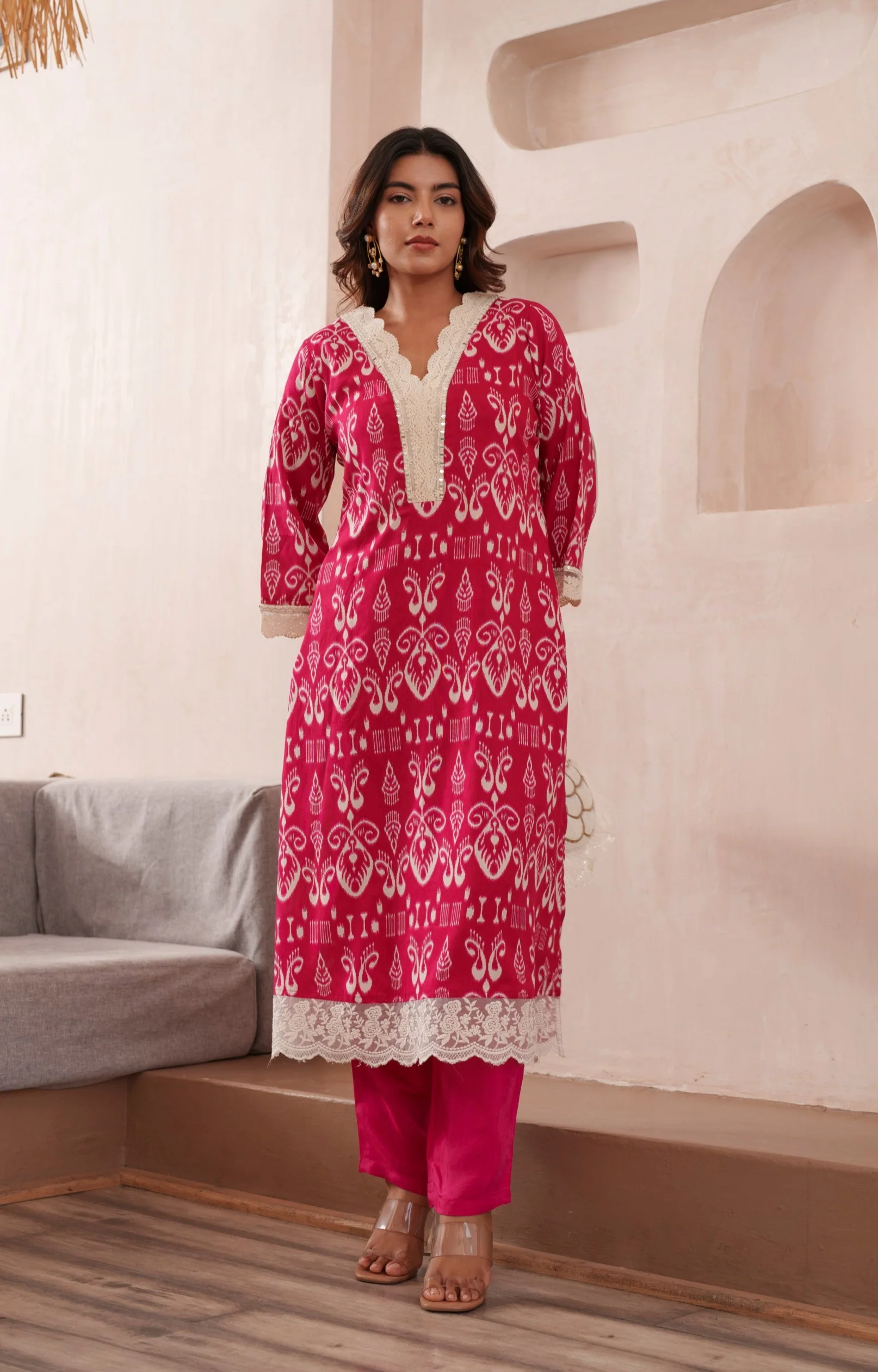 Tashvika Rouge Cotton Kurta Pant set - Image 6